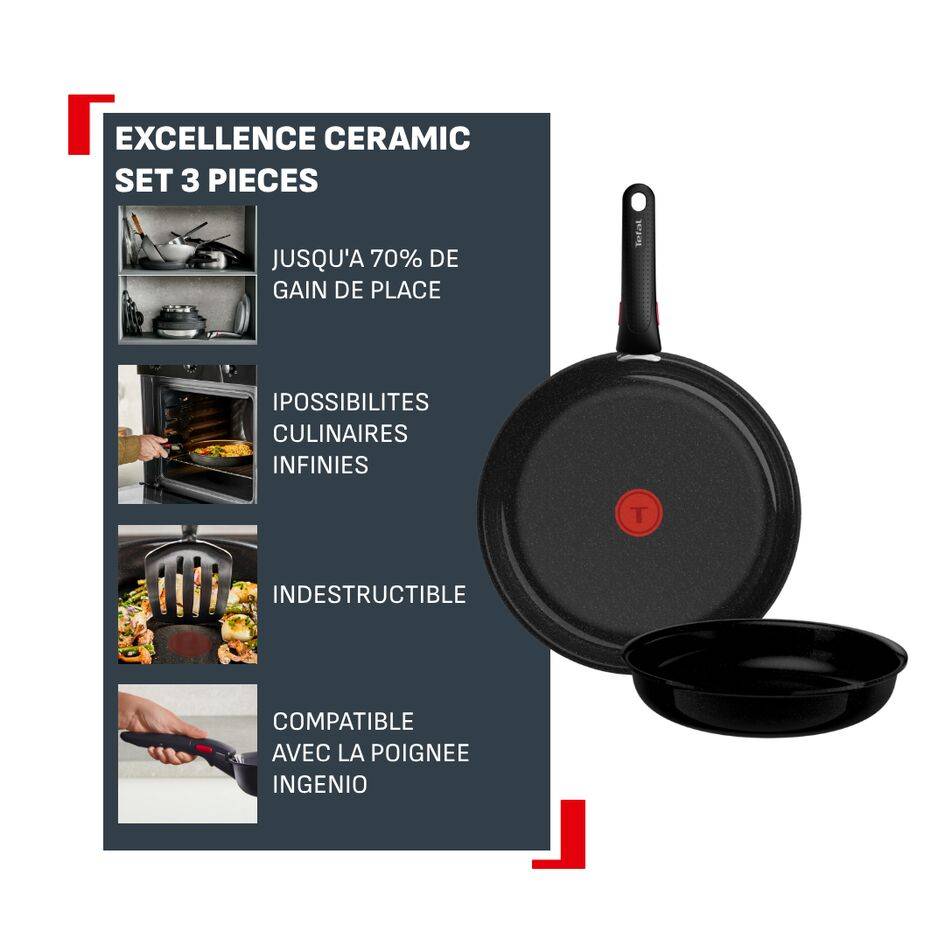 Ingenio Excellence Ceramic L2709102 Set de 2 poêles 24/28 cm - Fusion Core - Induction