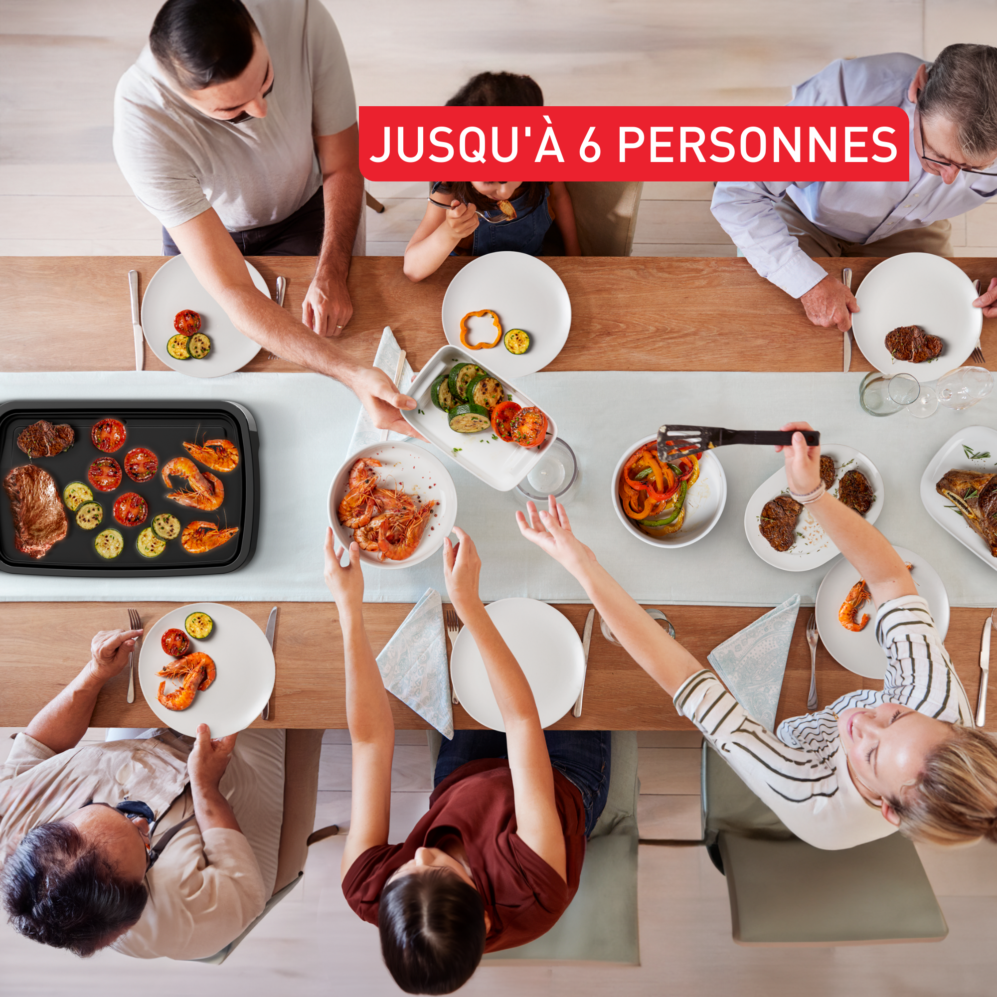 Plancha Inox, Plancha électrique, 6 personnes, Revêtement antiadhésif