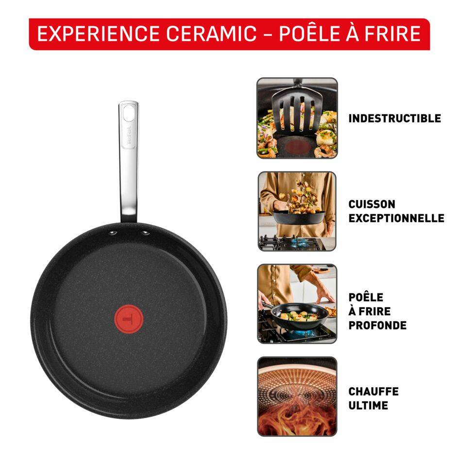 Experience Ceramic G2220602 Poêle 28 cm - revêtement céramique antiadhésif haute performance - Induction