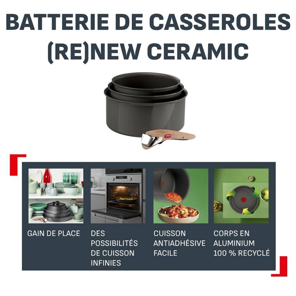 Ingenio Renew Ceramic L2729302 - Set 4 pièces - Céramique - Induction