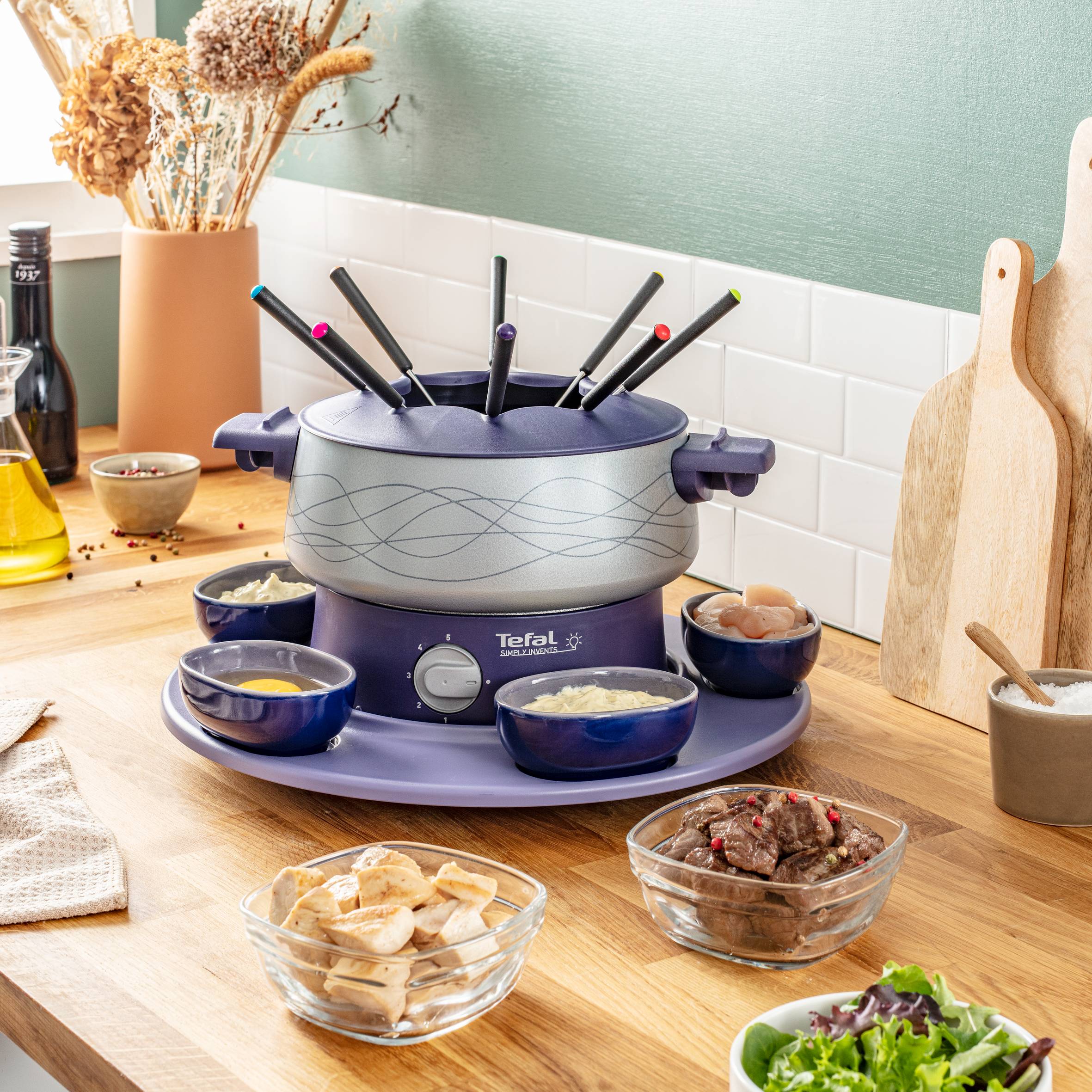 Simply Invents EF351412 Fonduetoestel + dienblad + schaaltjes - 8 personen