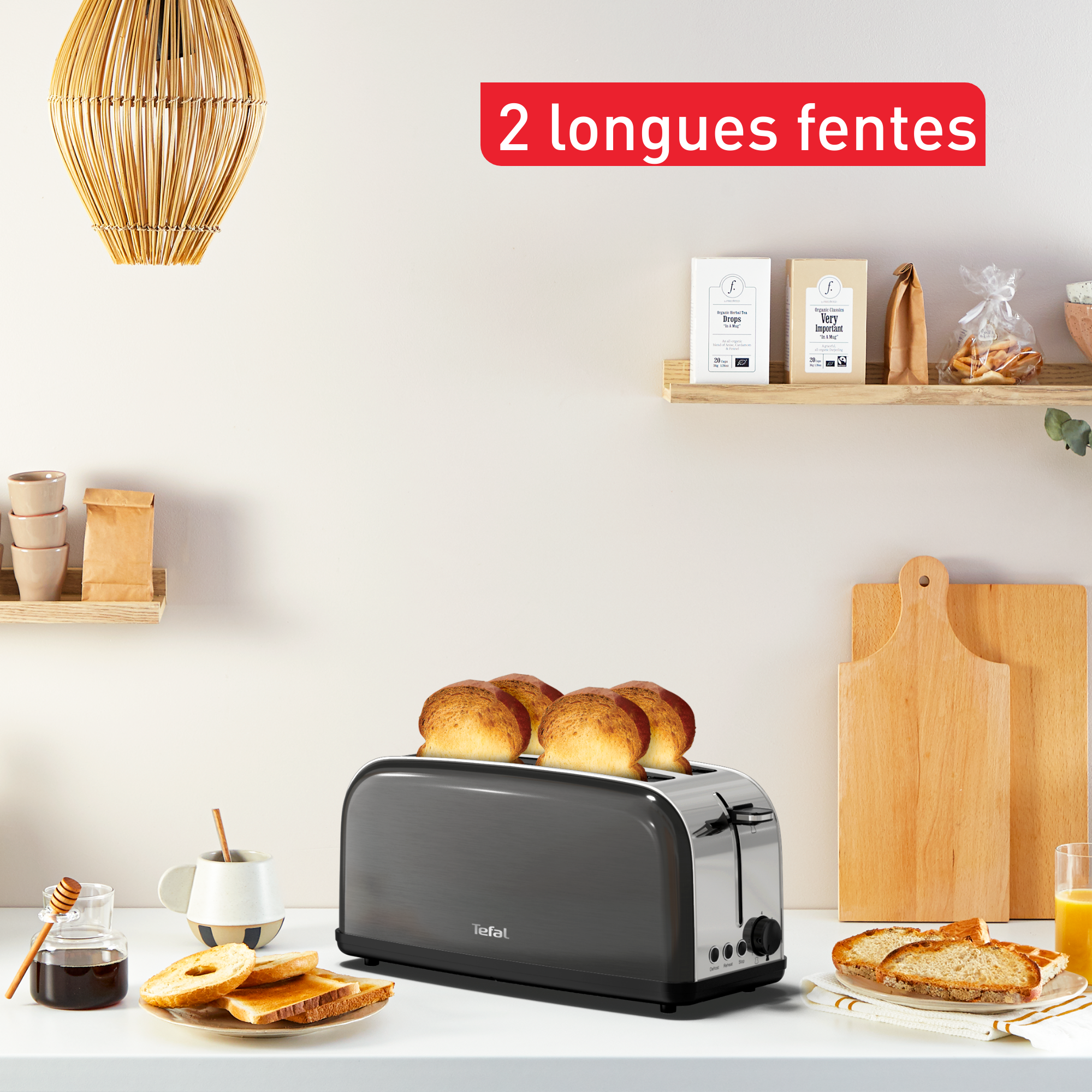 Grille-pain 2 longues fentes Equinox noir