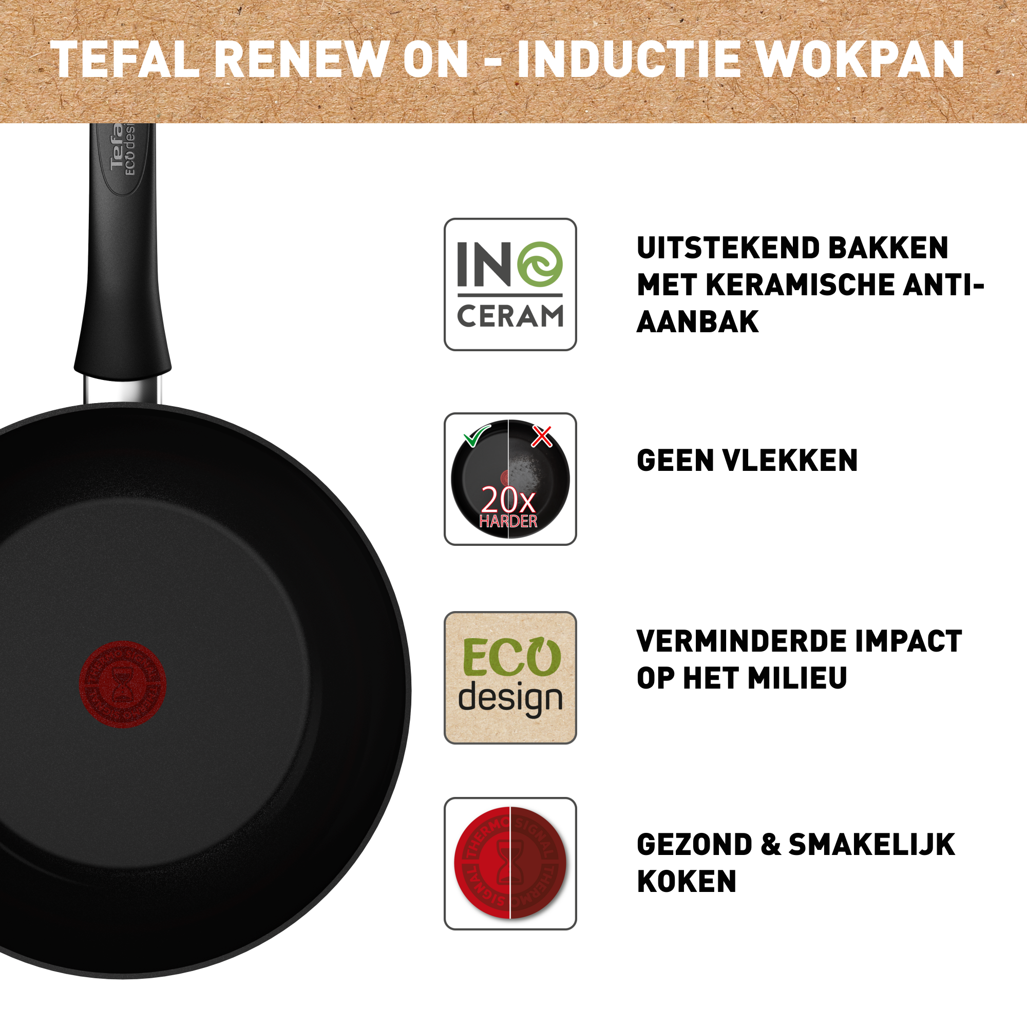 Renew Black On C4351932 Keramische wokpan - 28 cm - Inductie