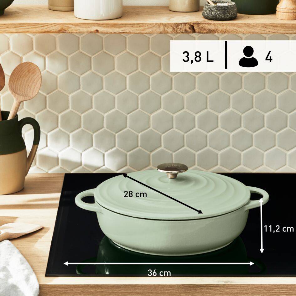 Lov E2587204 Cocotte en fonte peu profonde - 28 cm - Induction