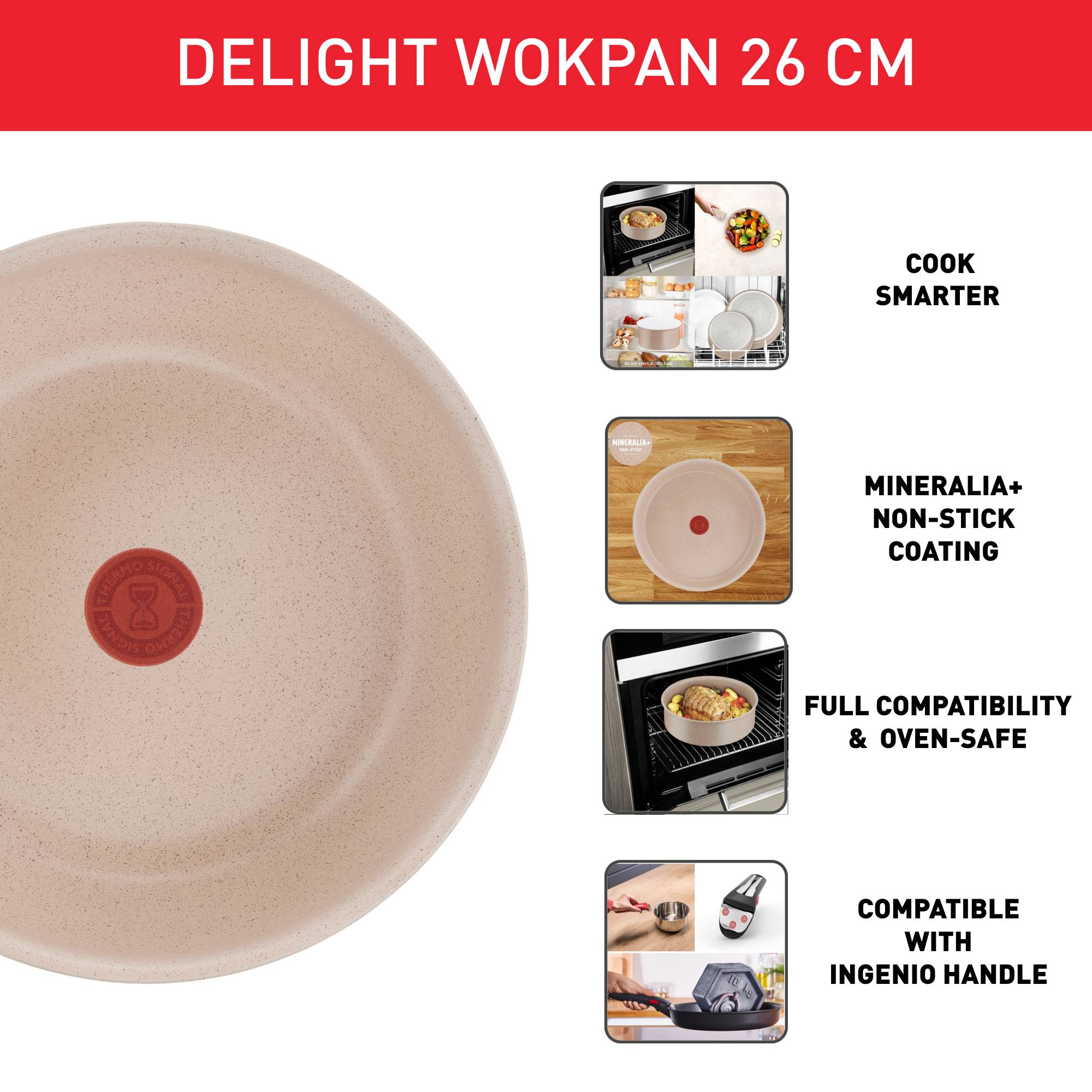 Ingenio Delight Sand L7837702 Wok - 26 cm - Induction