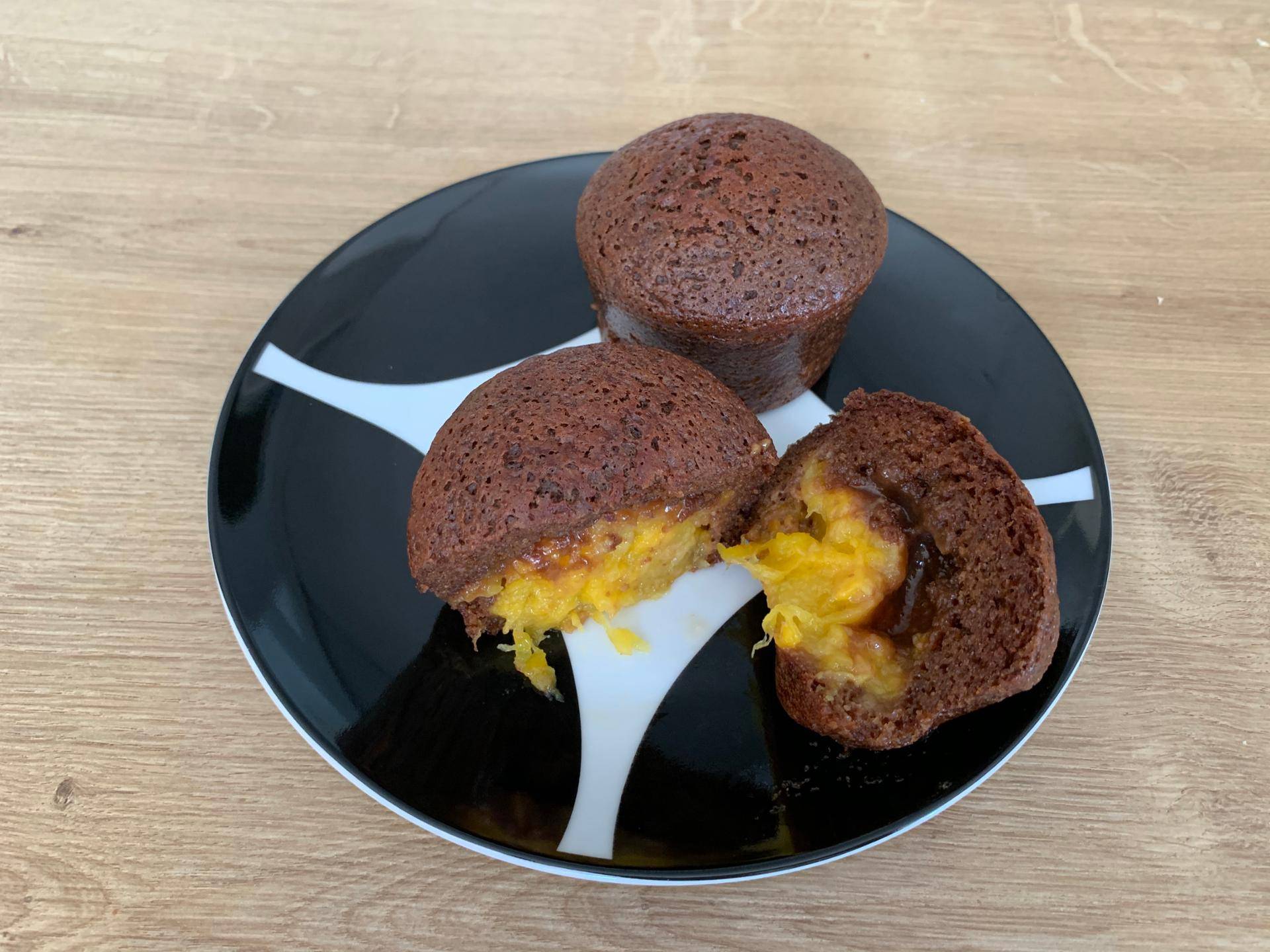 Muffin choco praliné coeur mangue - Recette Cake Factory | Tefal