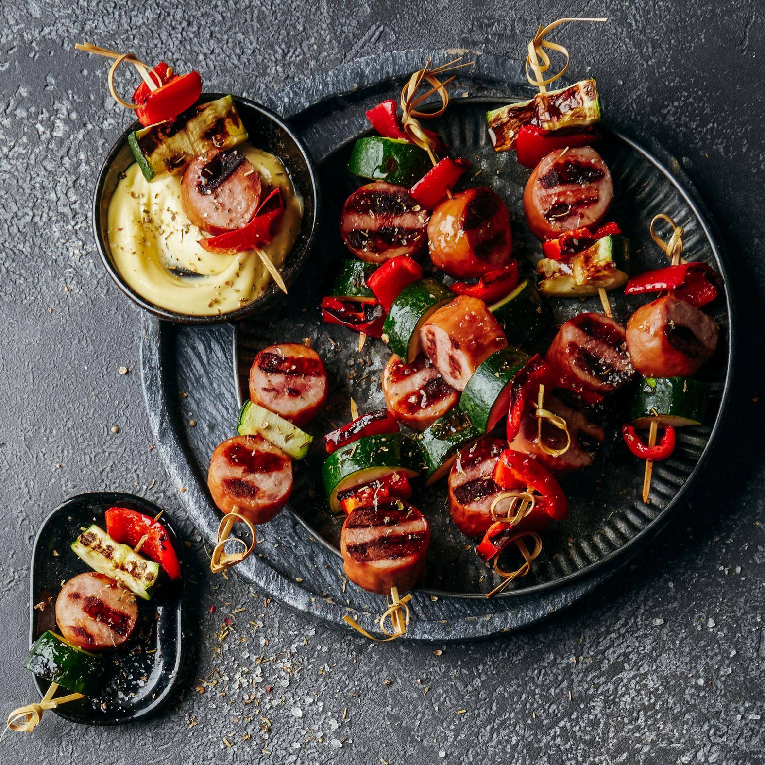 Spiesjes met worst en courgette - Recepten OptiGrill 4in1 | Tefal