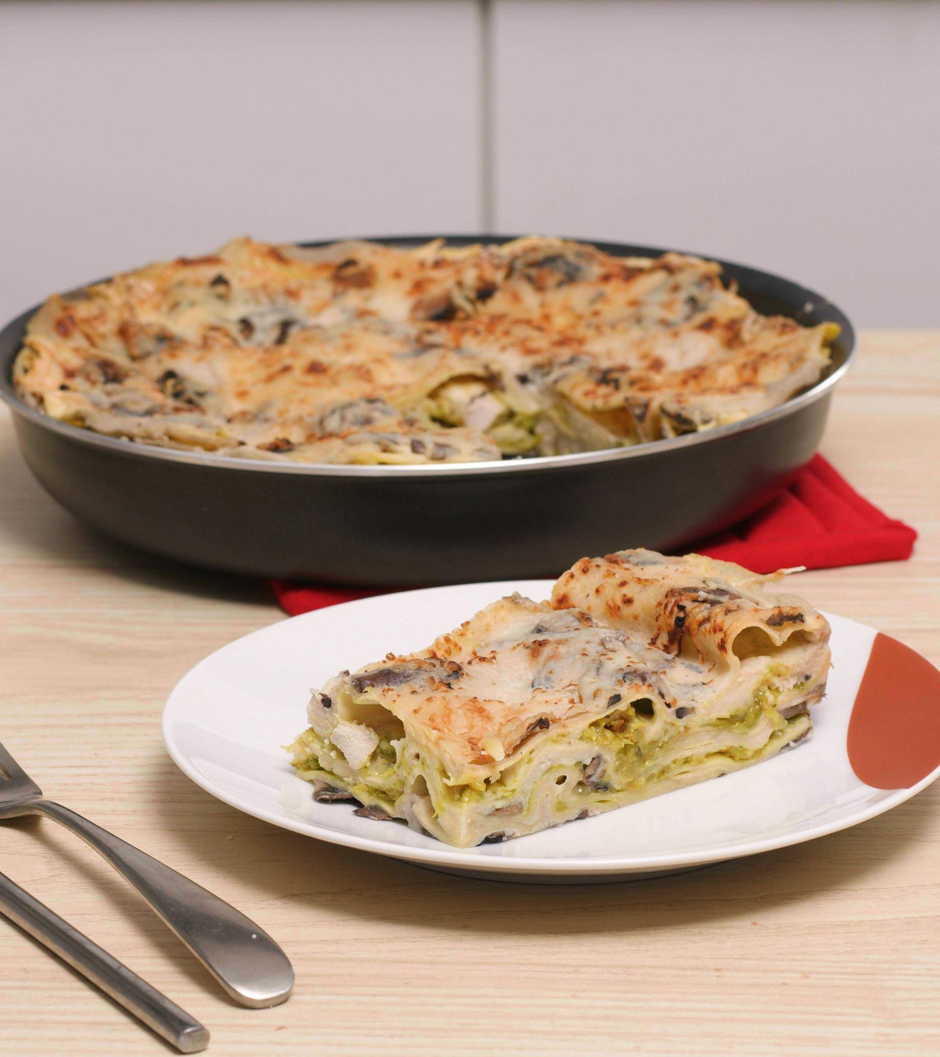 Lasagnes au poulet, courgettes, curry et champignons de Paris - Recepten Poêles et Casseroles | Tefal