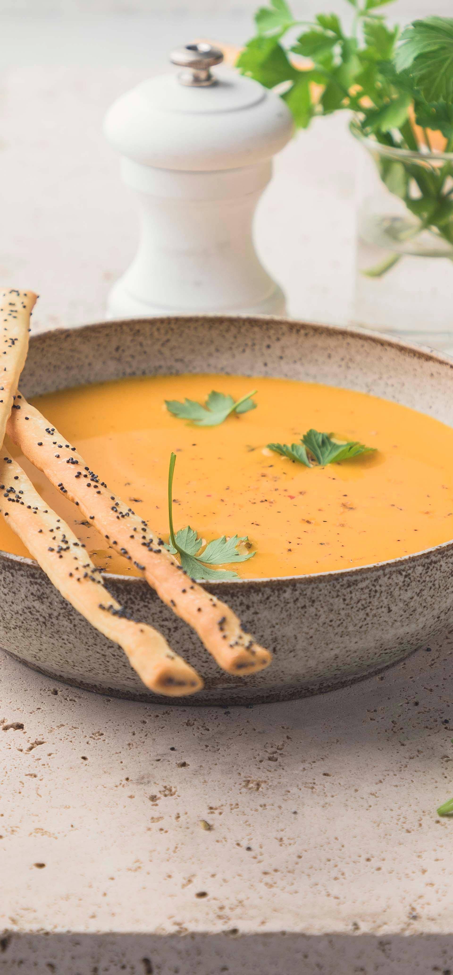 Velouté de potimarron au lait de coco et ses gressins - Recette Poêles et Casseroles | Tefal