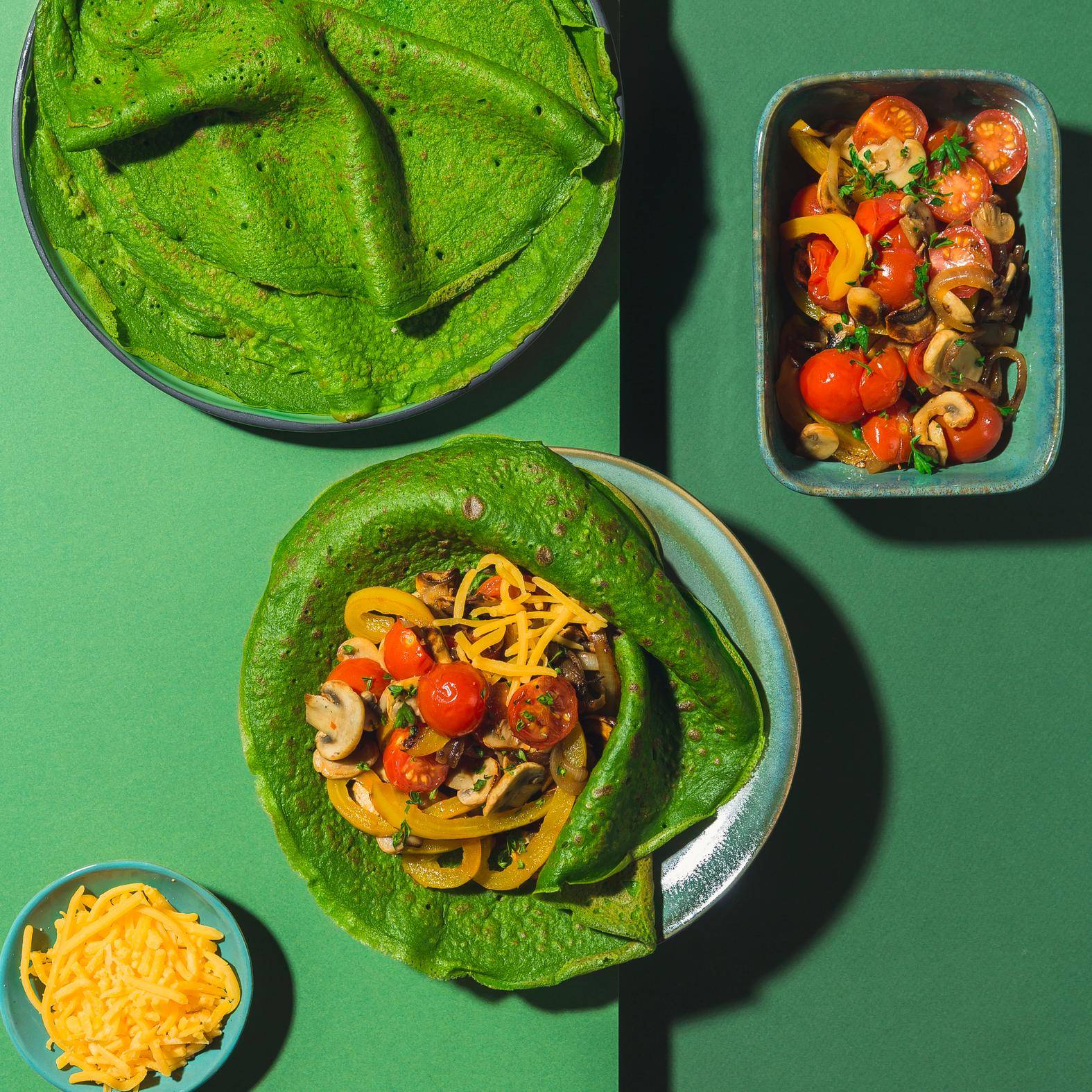 Crêpes d'épinards avec ses légumes sautés - Recette Poêles et Casseroles | Tefal