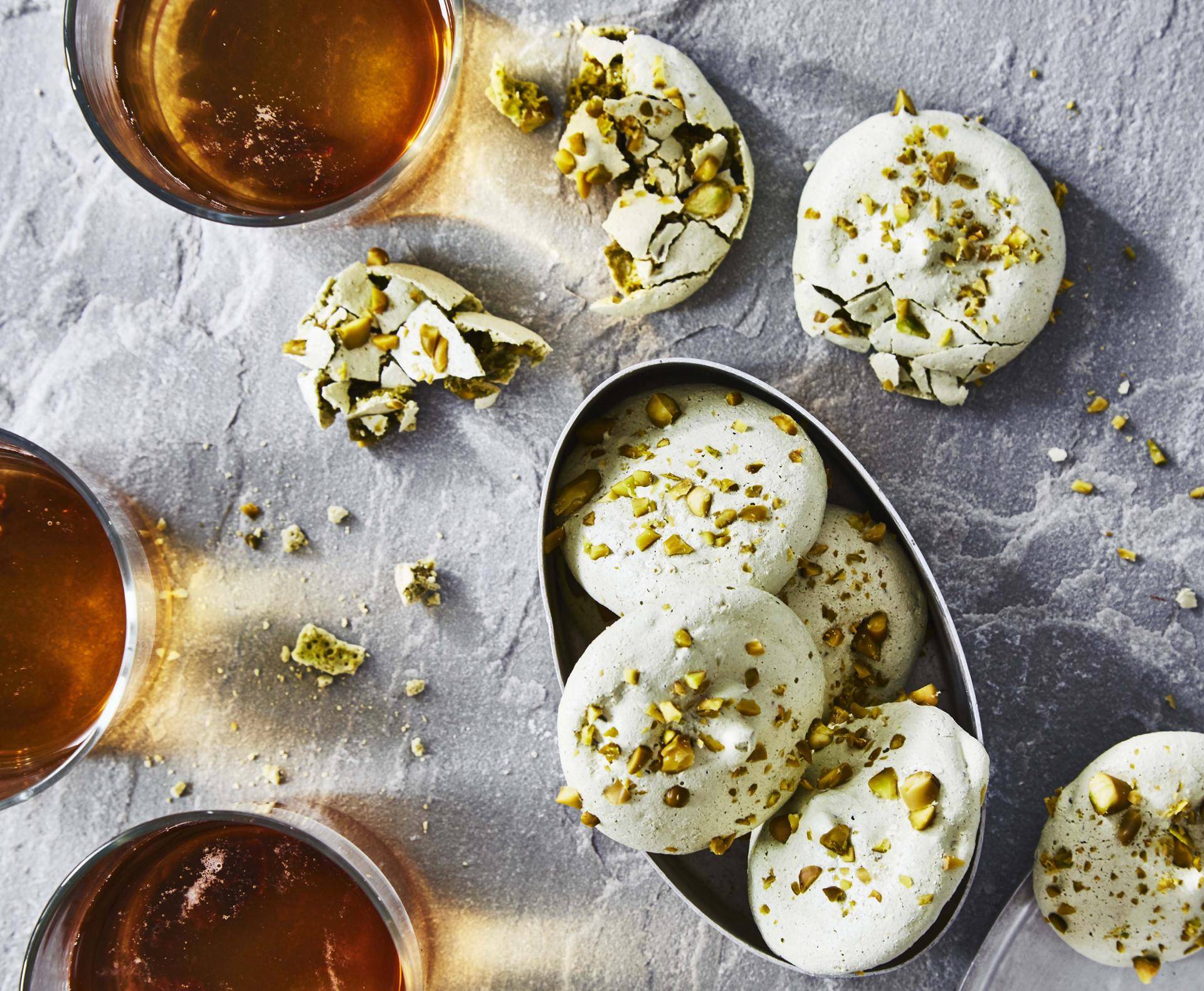 Meringues aux pistaches et thé matcha - Recette Cake Factory | Tefal