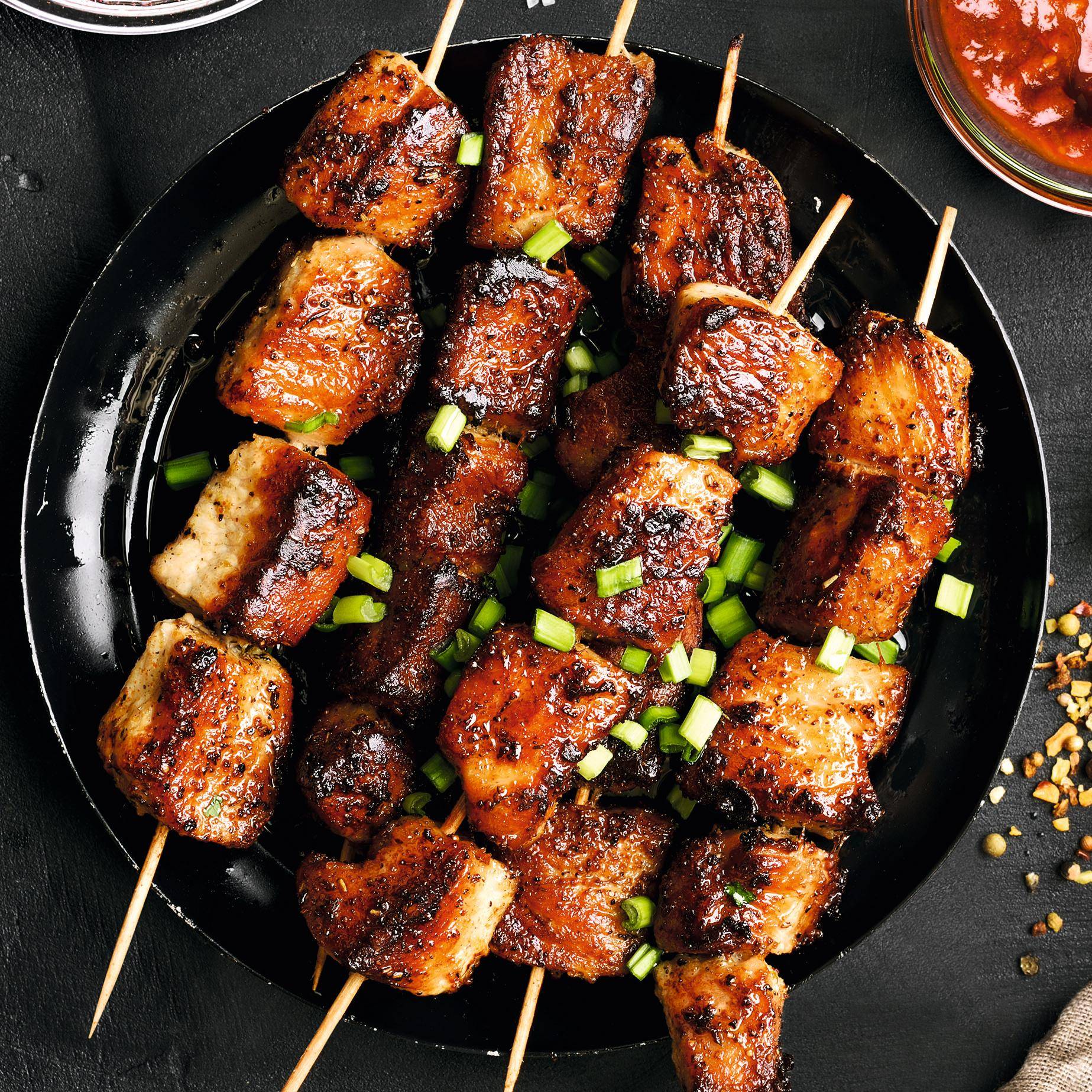 Brochettes de porc sauce barbecue - Recepten OptiGrill 2in1 | Tefal