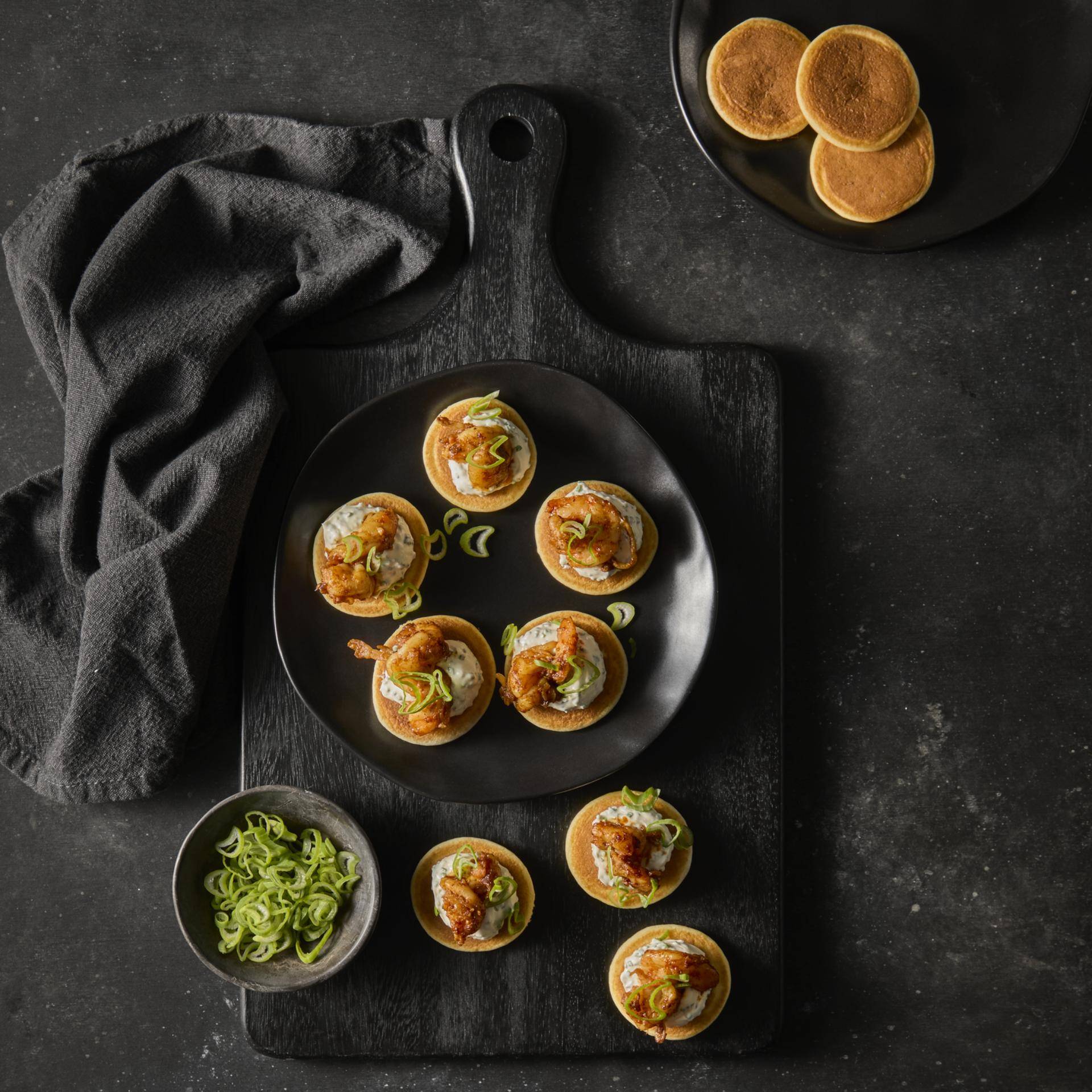 Mini pancakes aux crevettes et échalote - Recette Poêles et Casseroles | Tefal