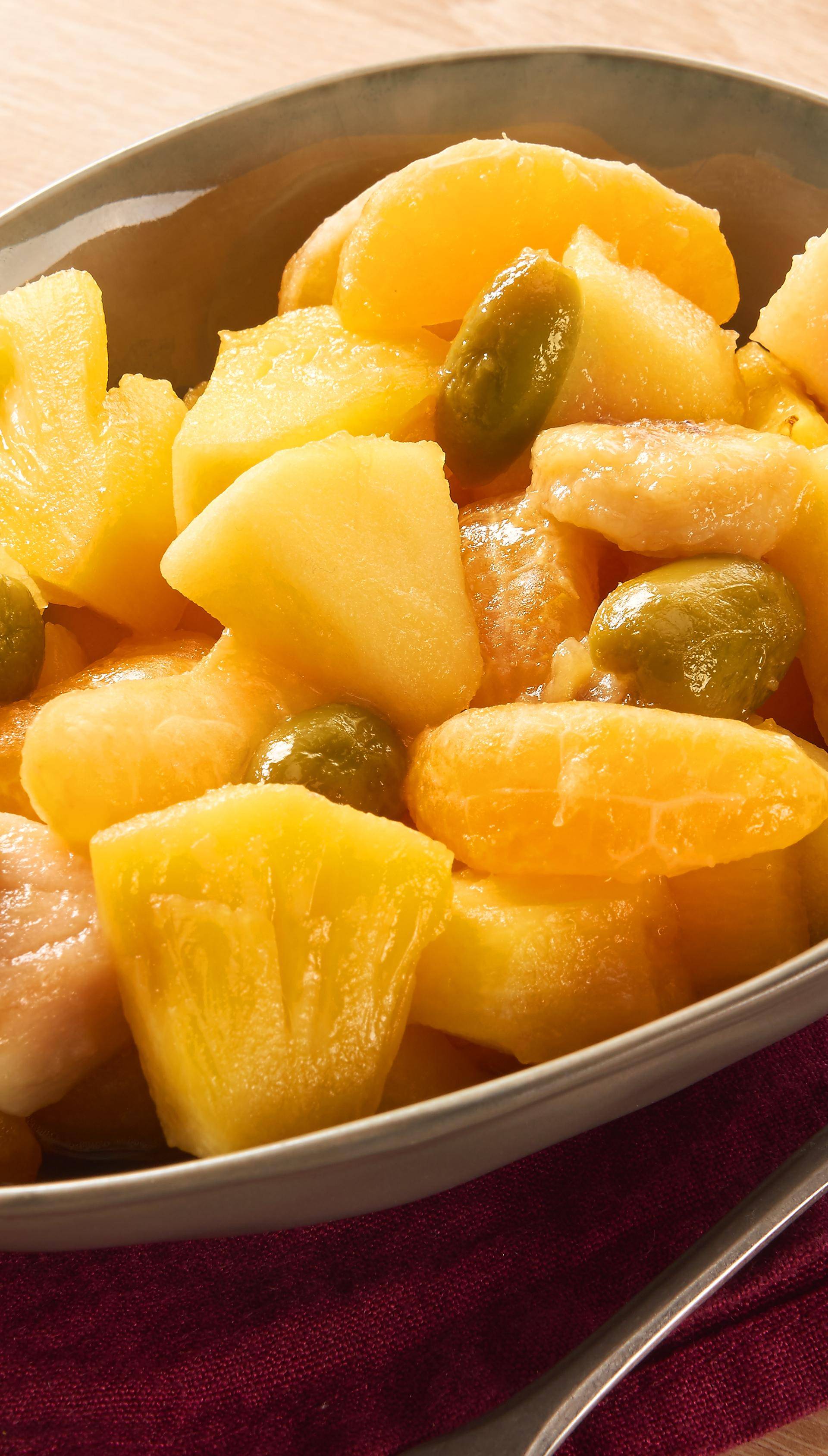 Poêlée de fruits d'hiver à l'huile d'olive, miel et olives vertes caramélisées - Recette Poêles et Casseroles | Tefal