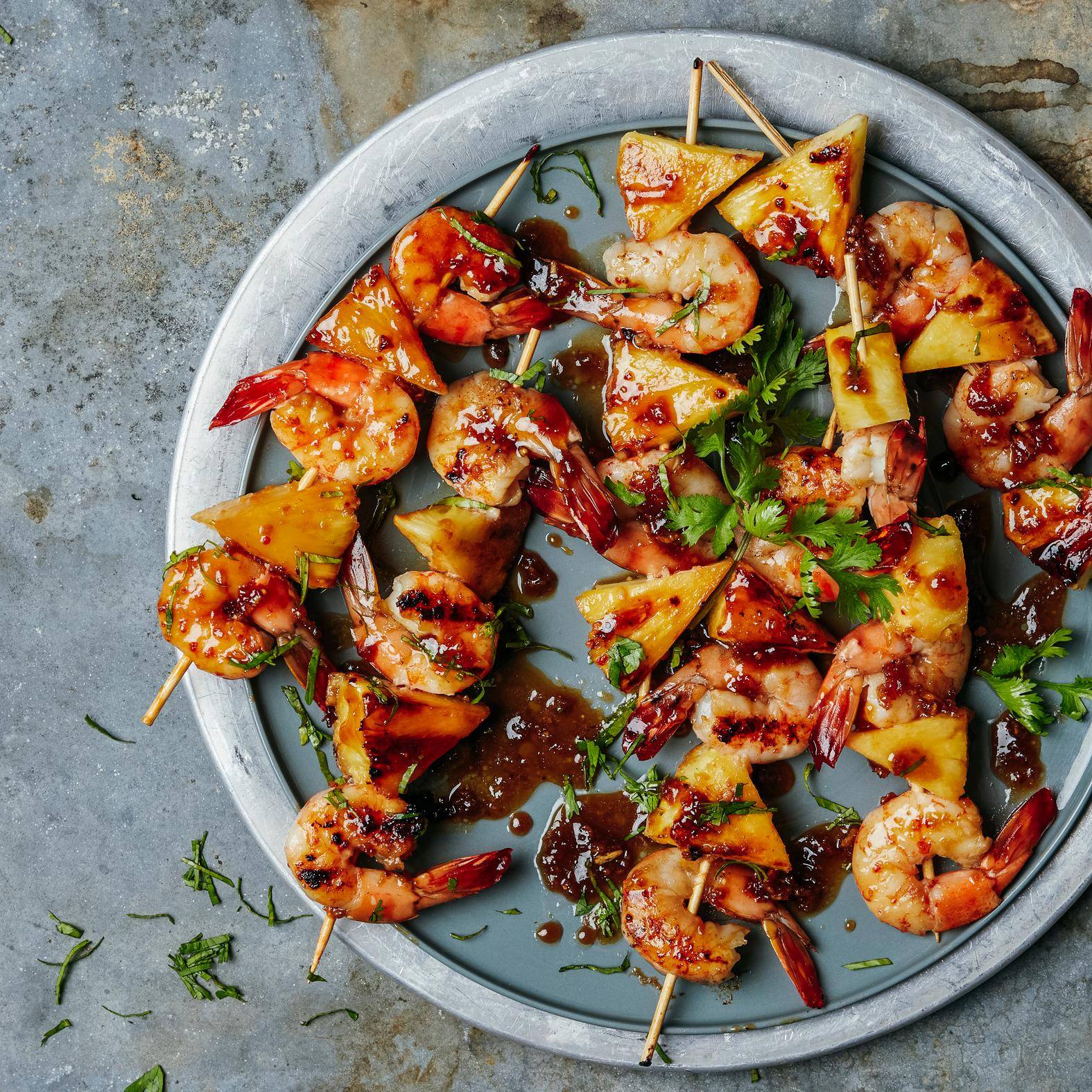 Brochettes d'ananas et crevettes au beurre miel-ail - Recette OptiGrill 2in1 | Tefal