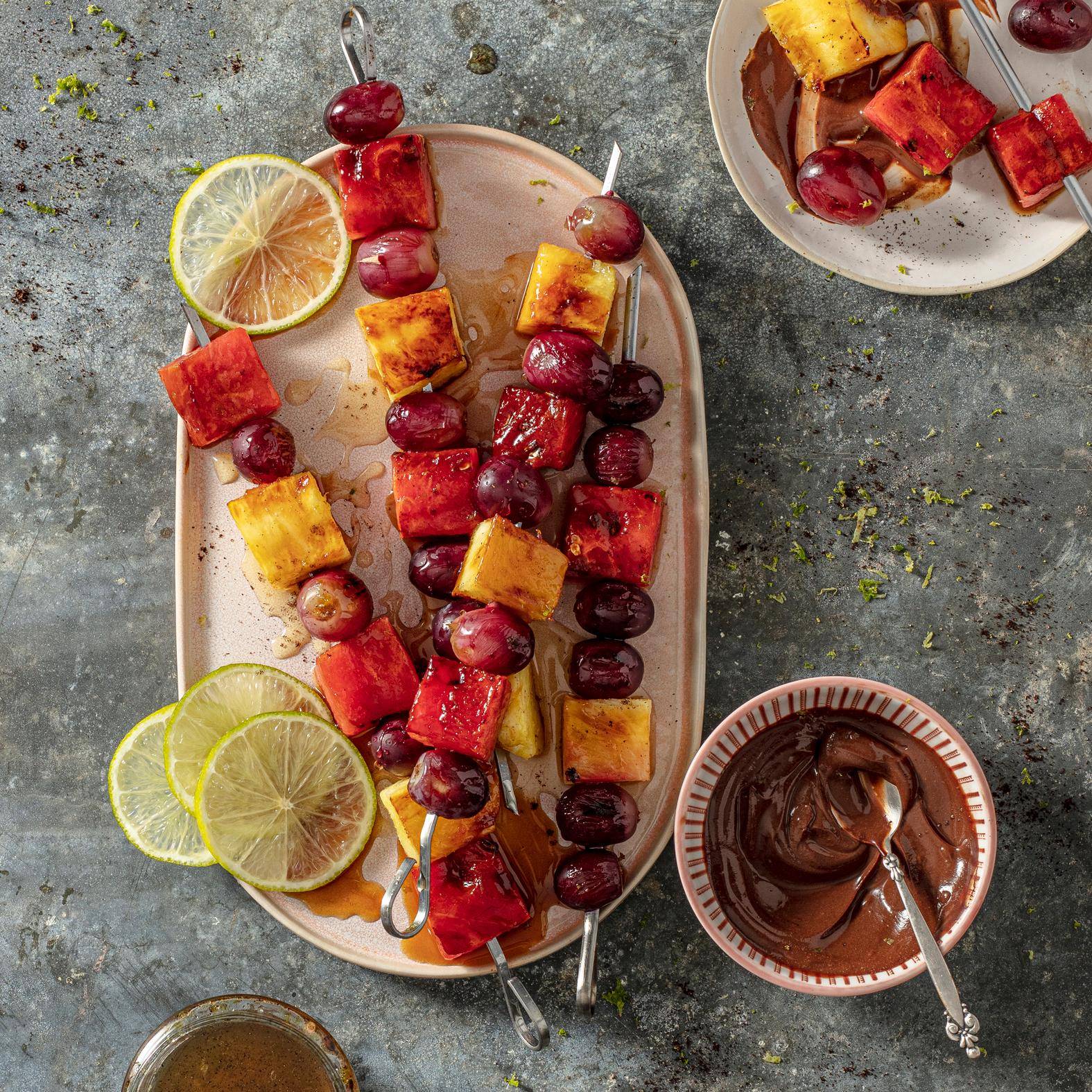 Brochettes de fruits grillés et sauce au chocolat - Recette OptiGrill 2in1 XL | Tefal