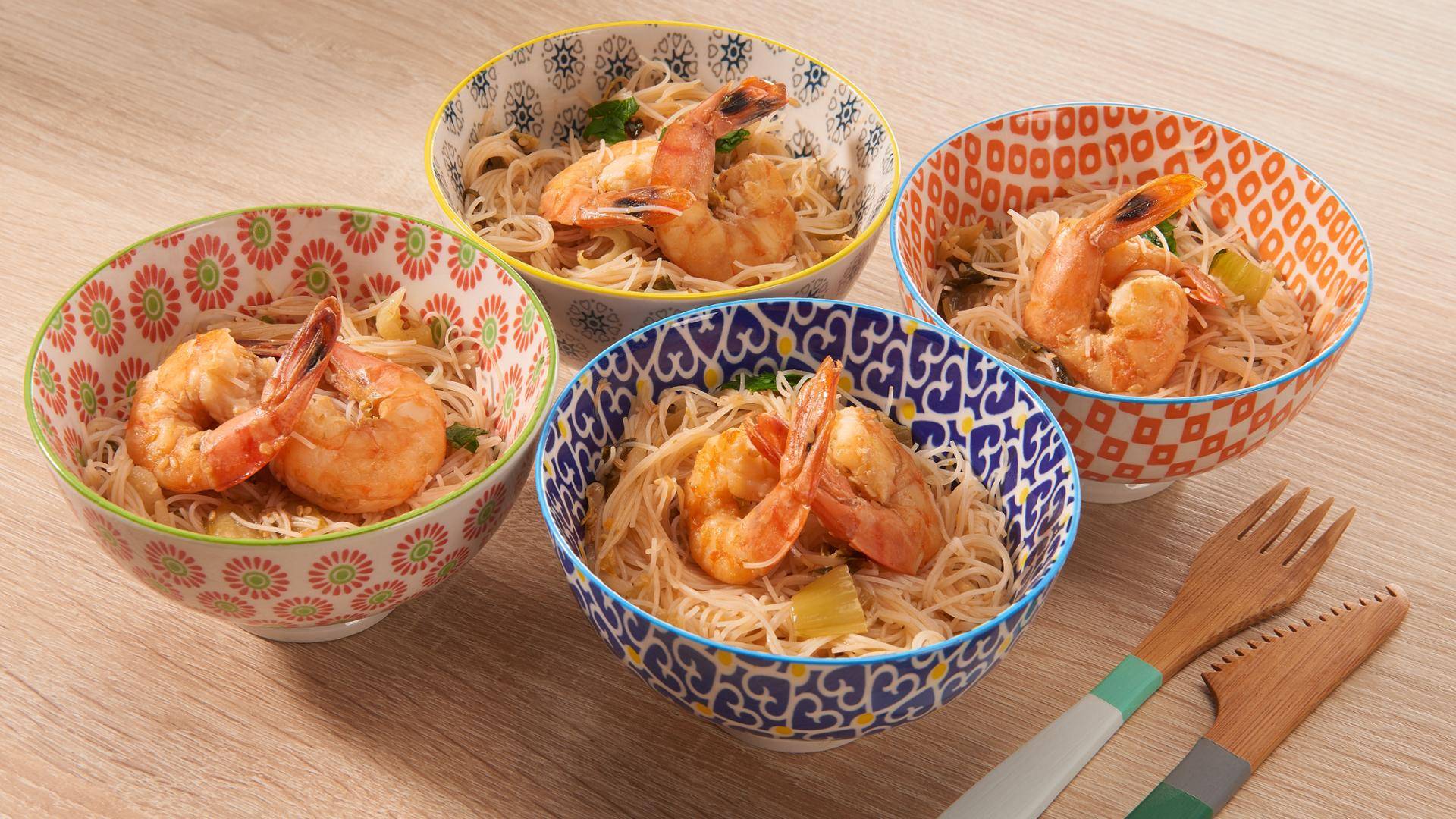 Nouilles sautées aux gambas - Recepten Poêles et Casseroles | Tefal