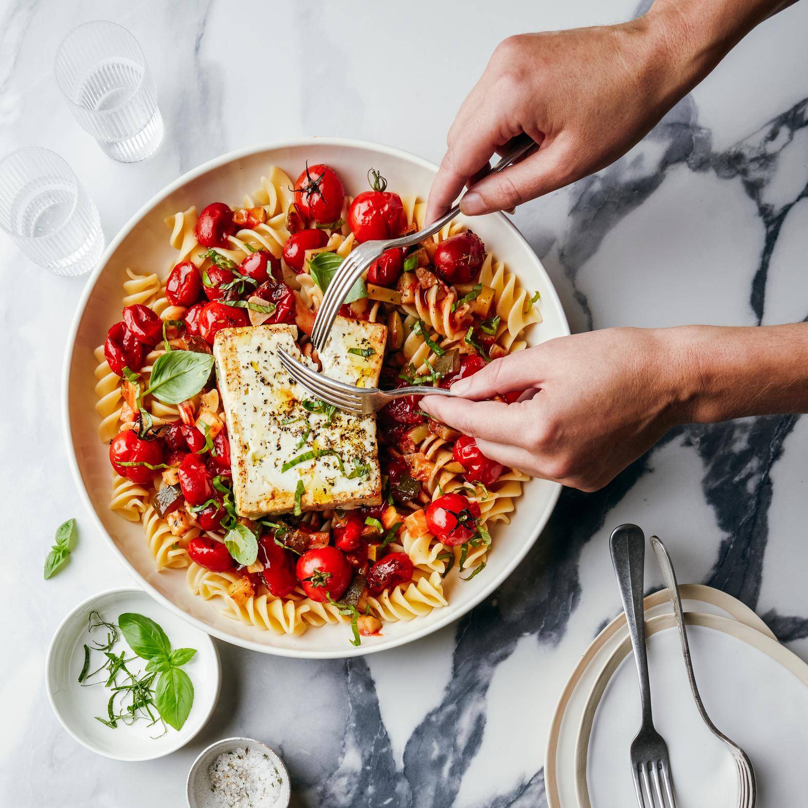 Pasta met gebakken feta - Recepten OptiGrill 2in1 | Tefal