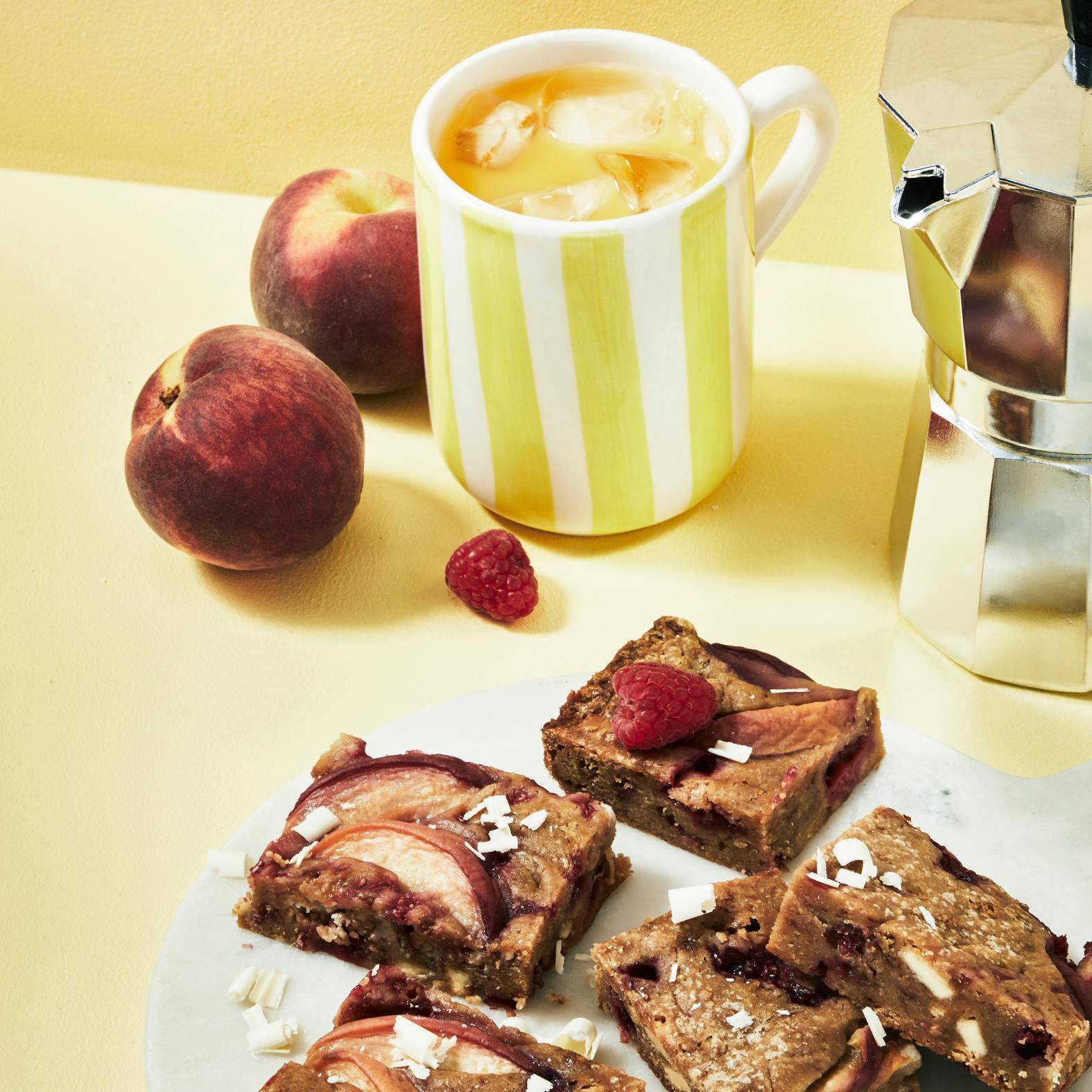 Blondie aux framboises et pêche - Recepten Cake Factory Délices | Tefal