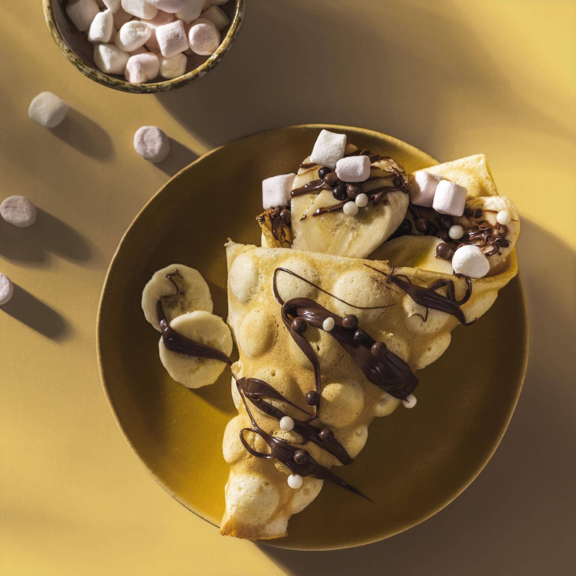 Bubble waffle à la pâte à tartiner et banane - Recette Snack Collection MECHANICAL | Tefal