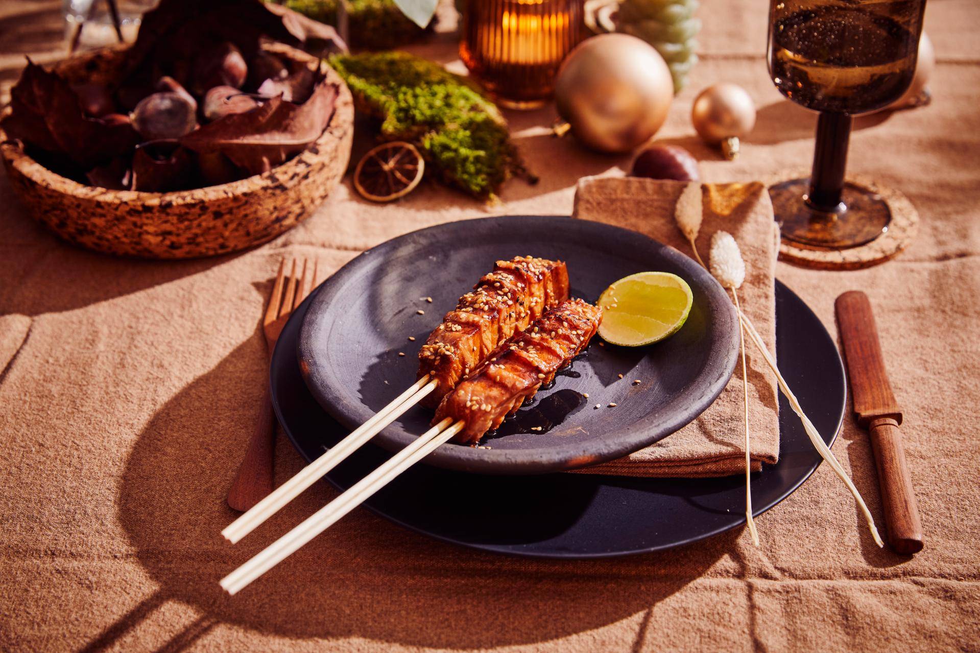Brochettes de saumon dans une marinade Teriyaki miel gingembre ail - Recette OptiGrill + | Tefal