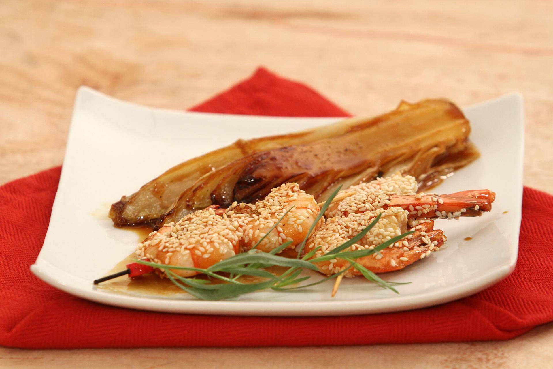 Brochettes de gambas panées et endives - Recette undefined | Tefal