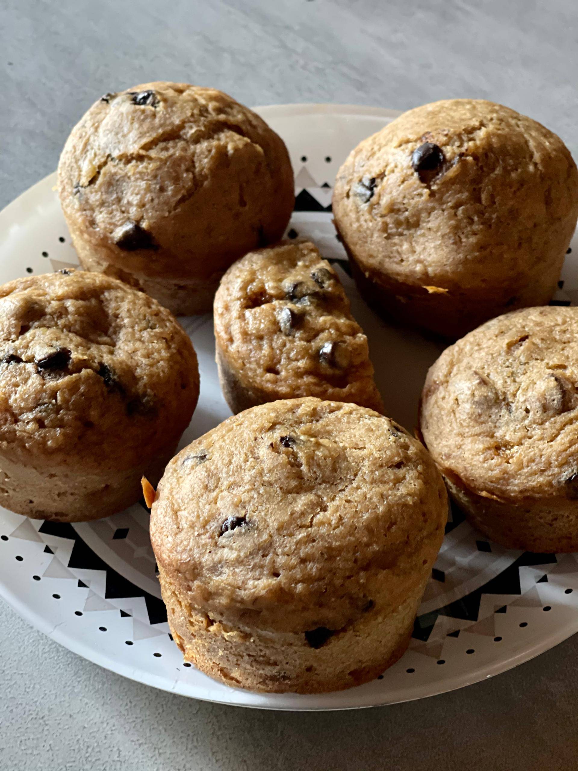 Muffins légers banane noix chocolat - Recepten Cake Factory | Tefal