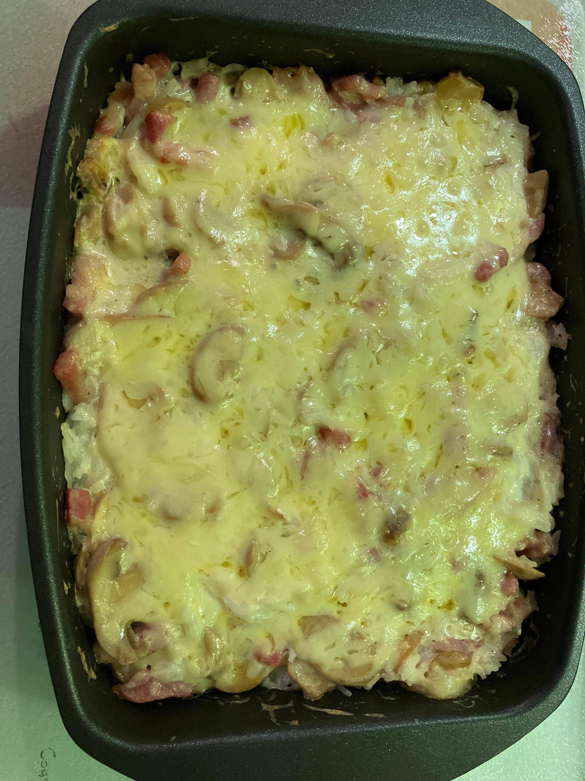 Gratin riz champignons lardons - Recette Cake Factory Délices | Tefal