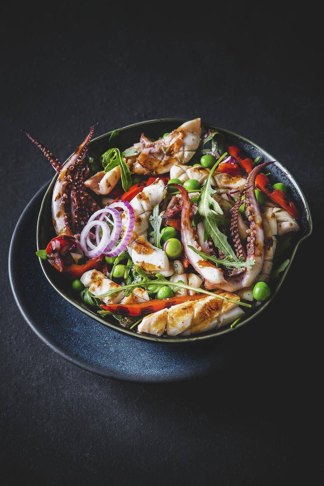 Salade de calamar grillé, citron et câpres - Recepten OptiGrill XL | Tefal