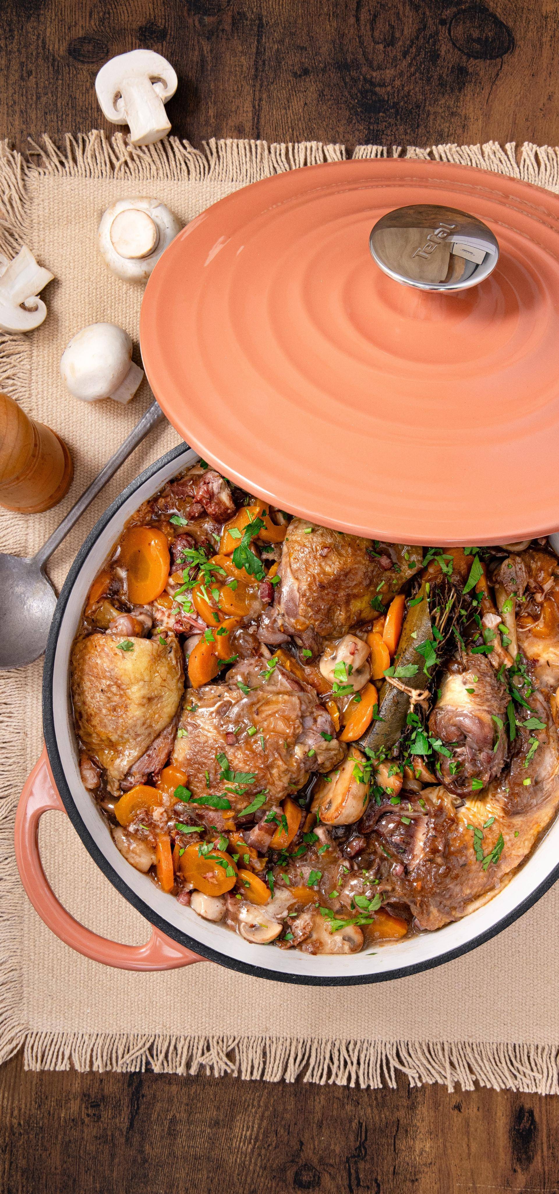 Coq au vin en cocotte - Recepten Poêles et Casseroles | Tefal