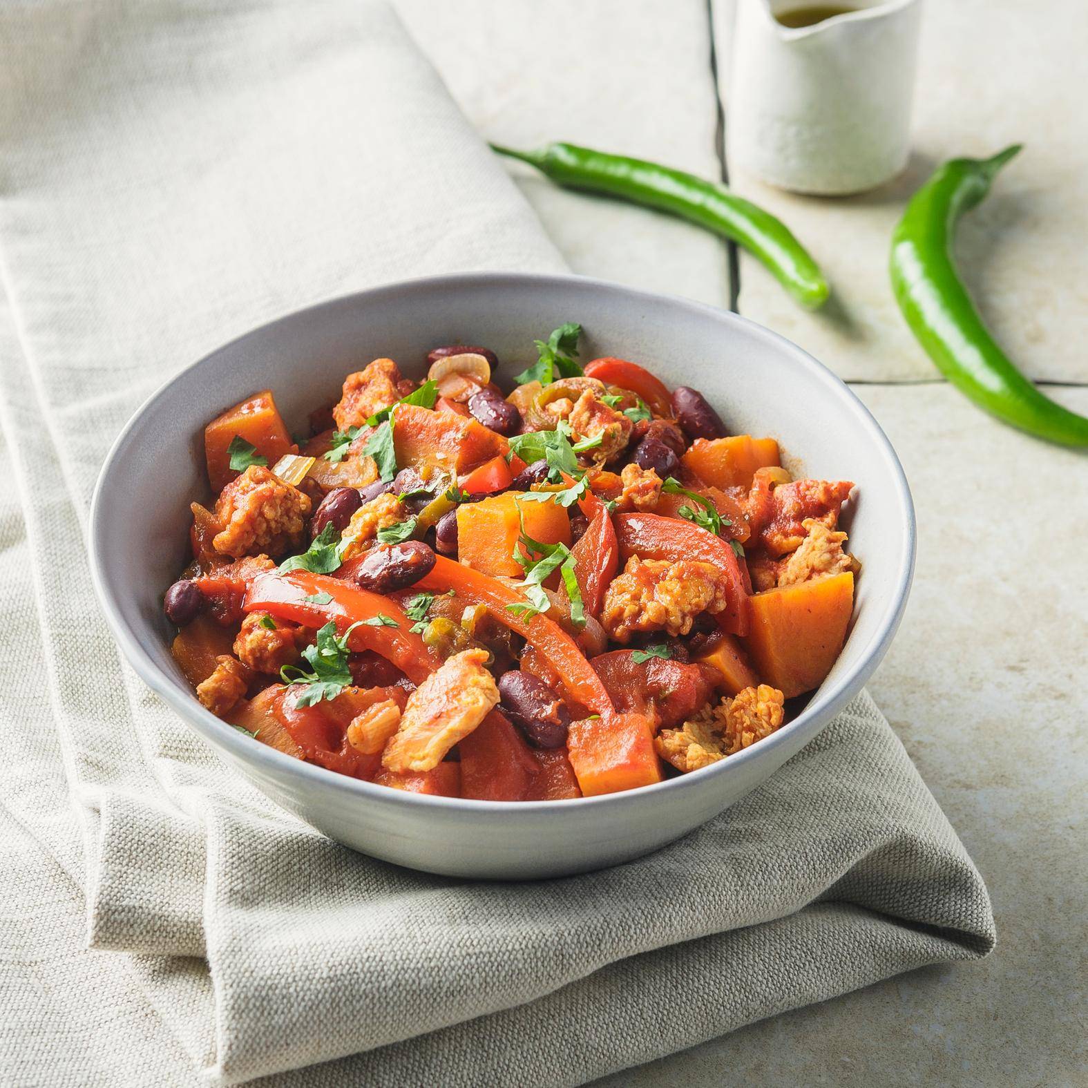 Chili de dinde et patate douce - Recepten Poêles et Casseroles | Tefal