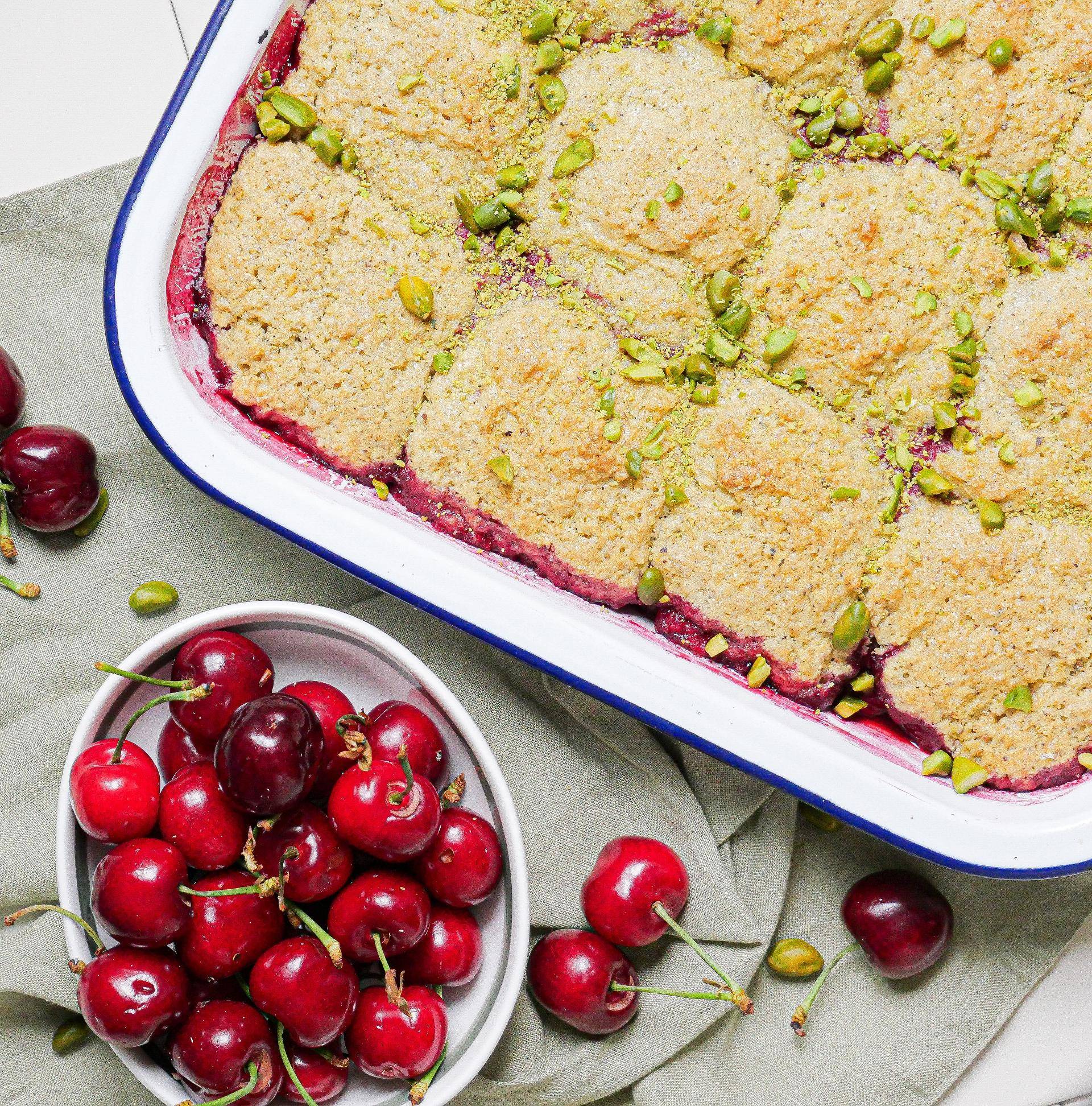 Cobbler cerise pistache - Recette Cake Factory Infinity | Tefal
