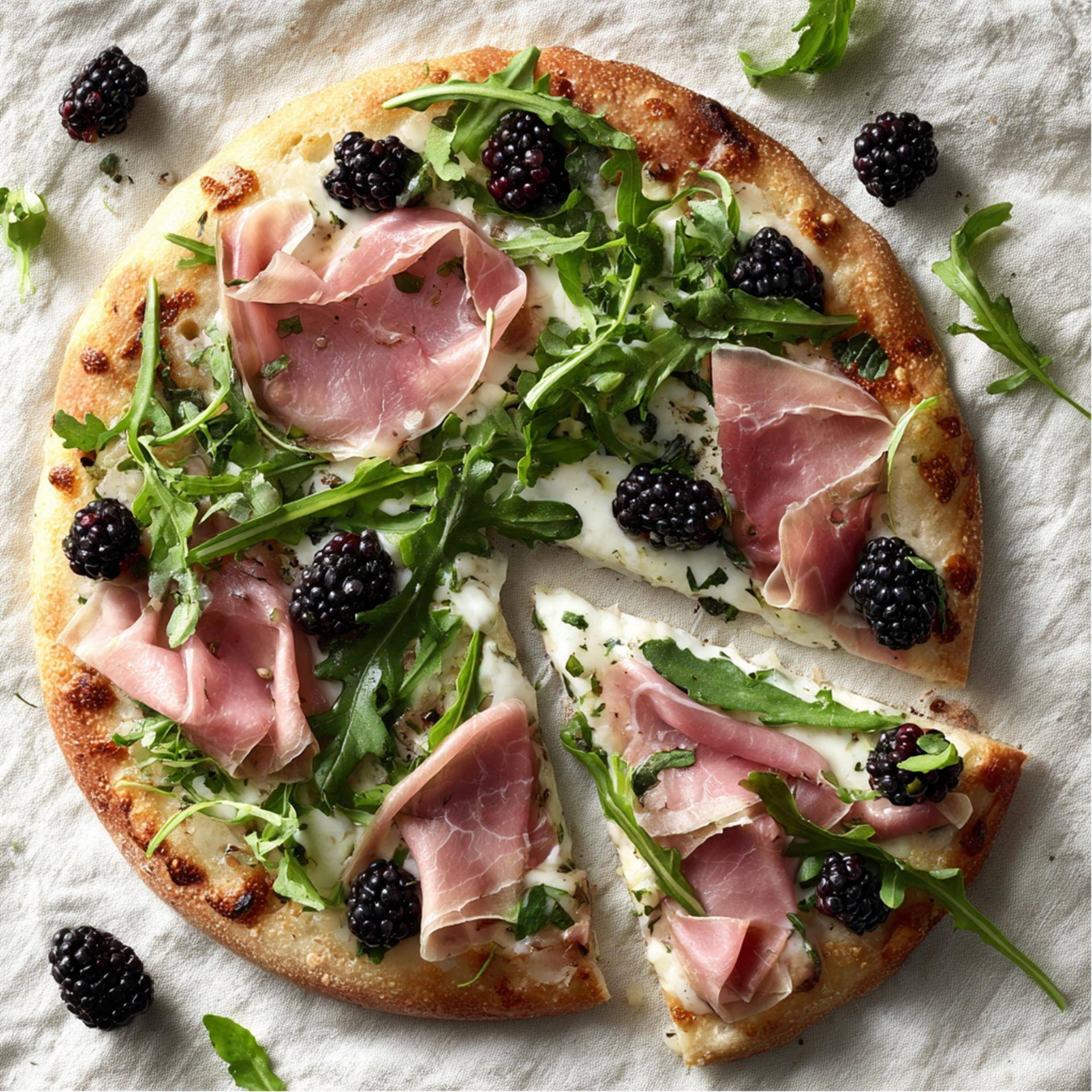 Pizza à la ricotta, mûres et jambon de Parme - Recette Electric Pizza oven | Tefal