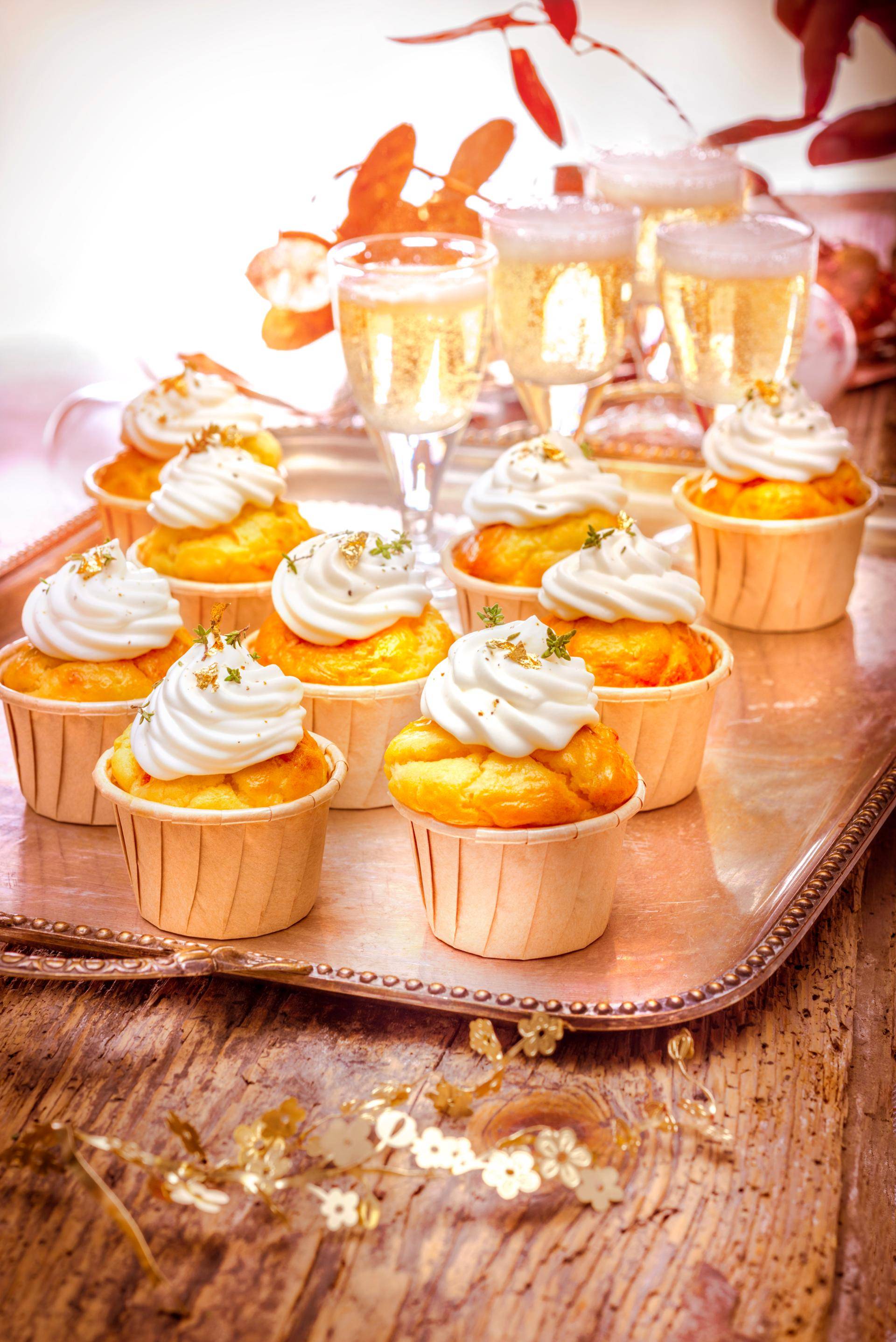 Cupcakes au saumon fumé, chantilly au thym - Recepten Balances de cuisine | Tefal