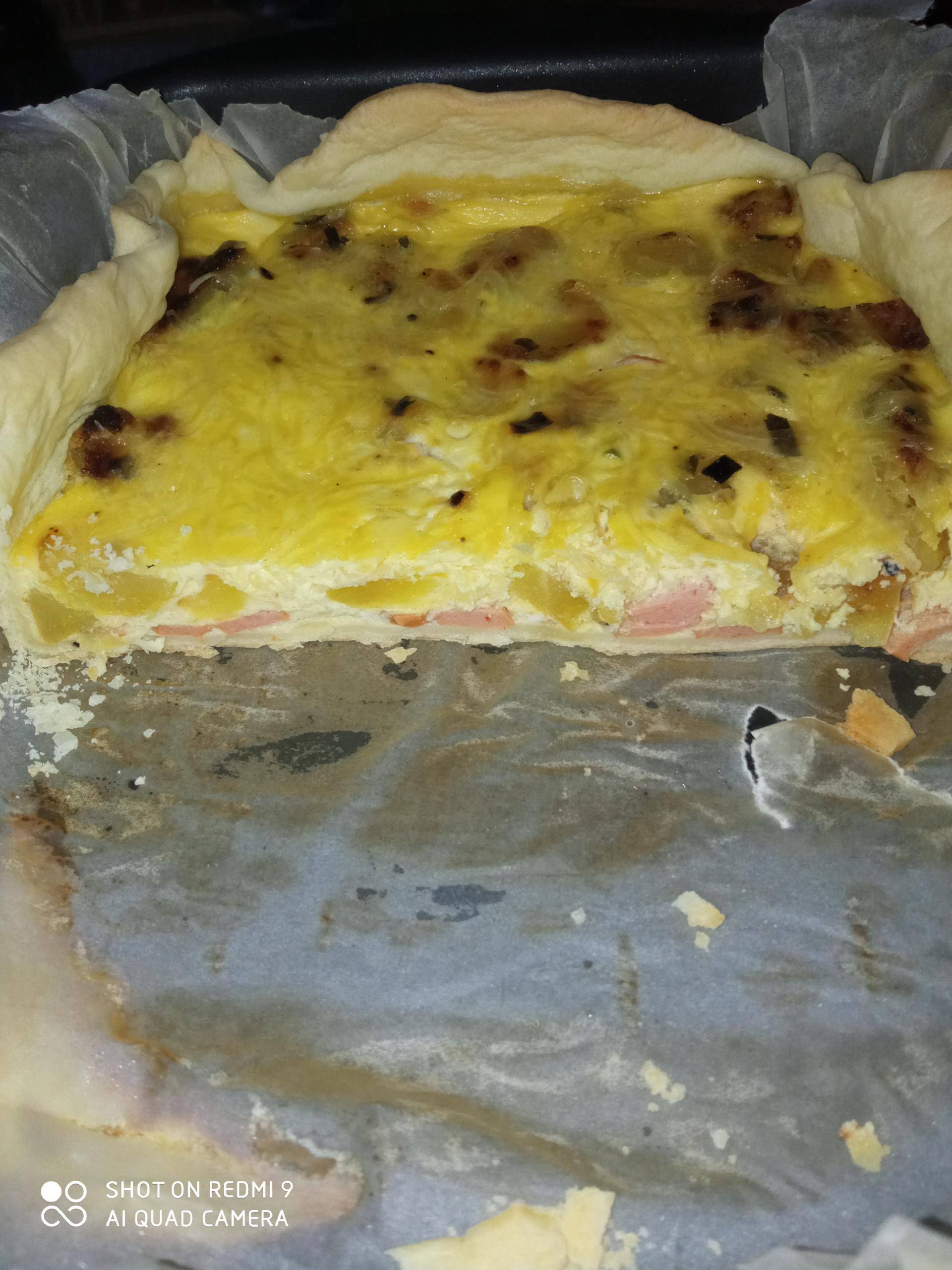 Quiche pomme de terre et knacky - Recette Cake Factory | Tefal