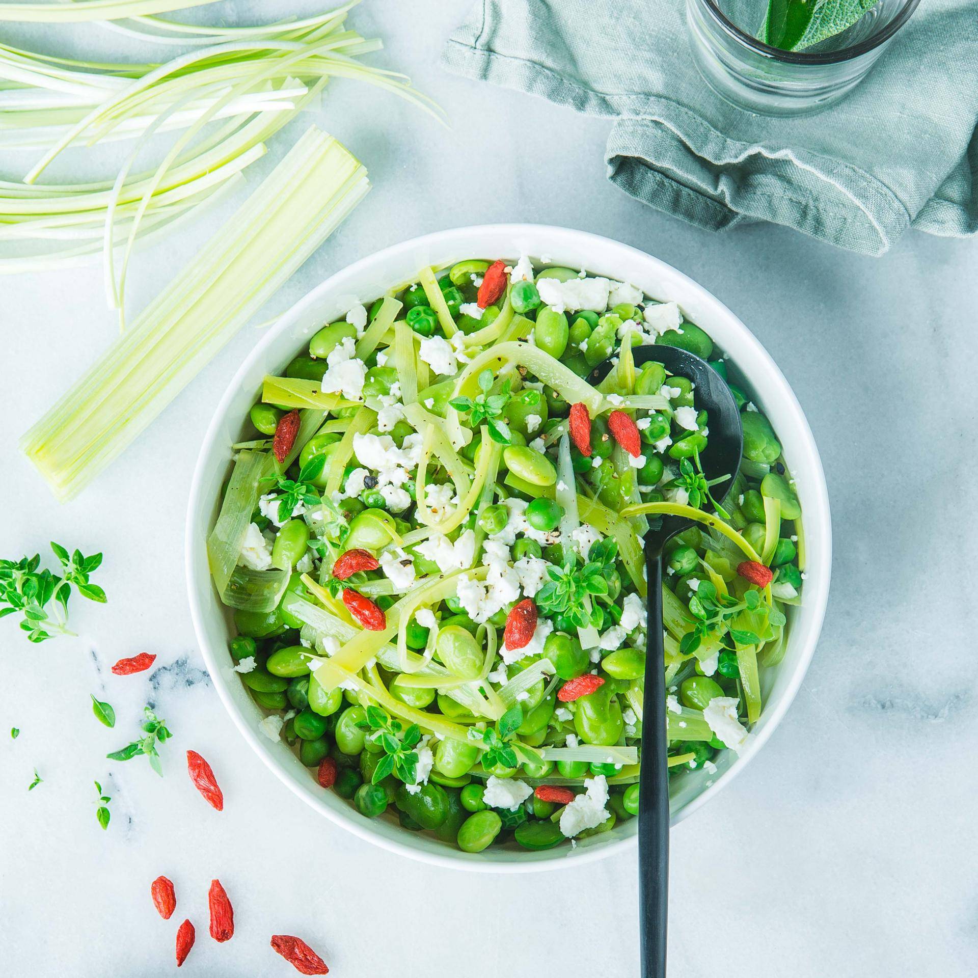 Ragoût de pois, poireaux et feta - Recepten Poêles et Casseroles | Tefal