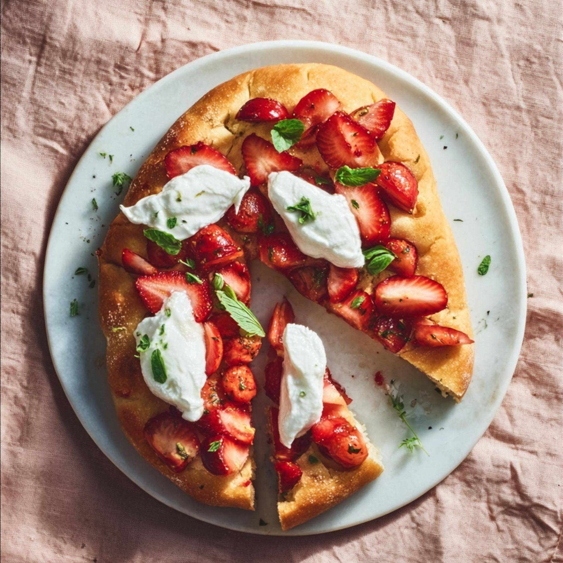 Focaccia à la salsa de tomates cerises, fraises et burrata - Recette Electric Pizza oven | Tefal