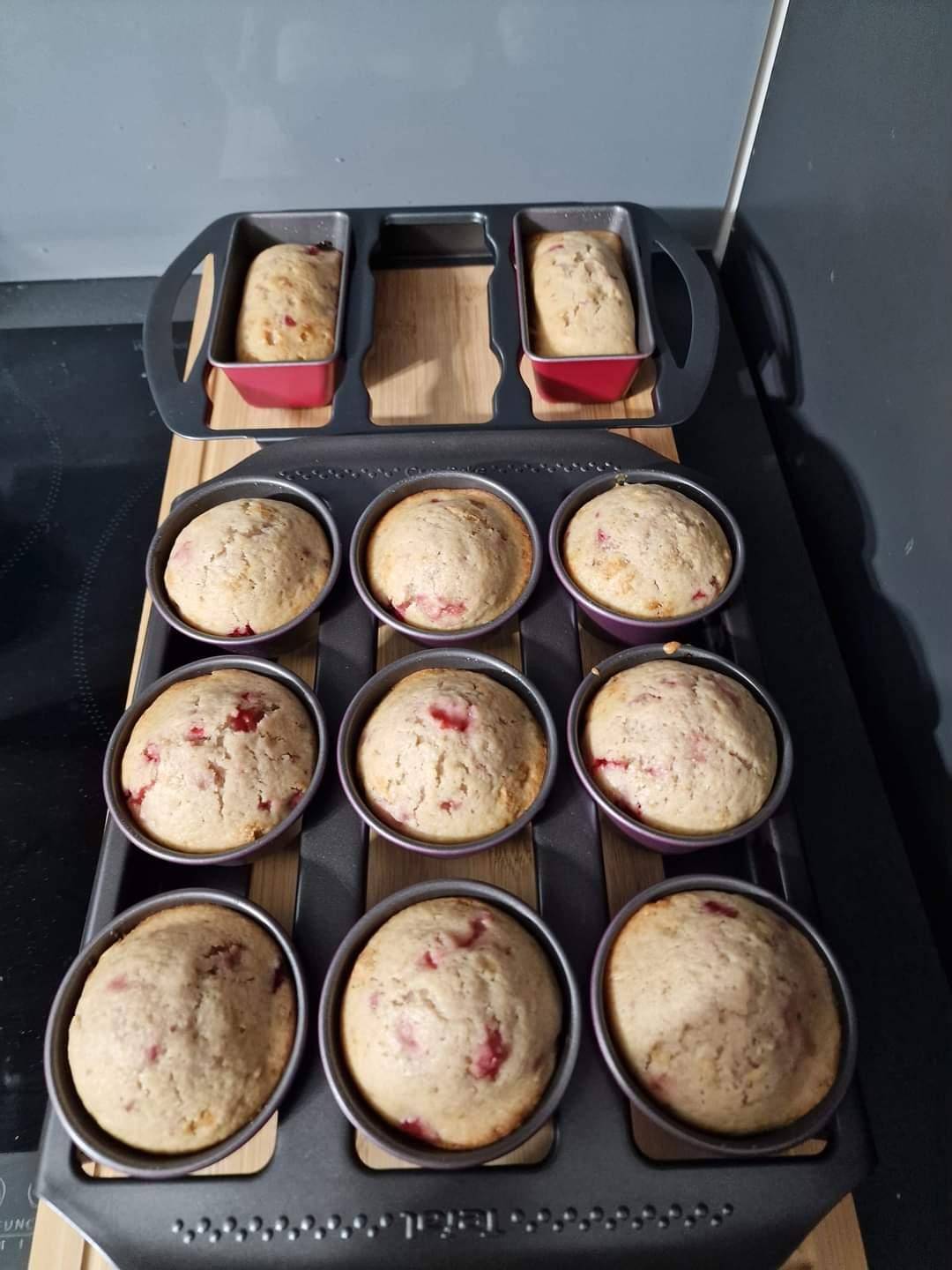 Muffins pépites chocolat blanc et fraises - Recepten Cake Factory Infinity | Tefal