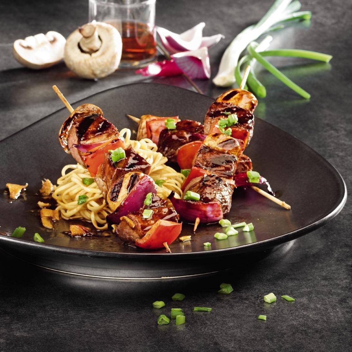 Brochettes de steak et champignons sauce teriyaki - Recette OptiGrill + | Tefal