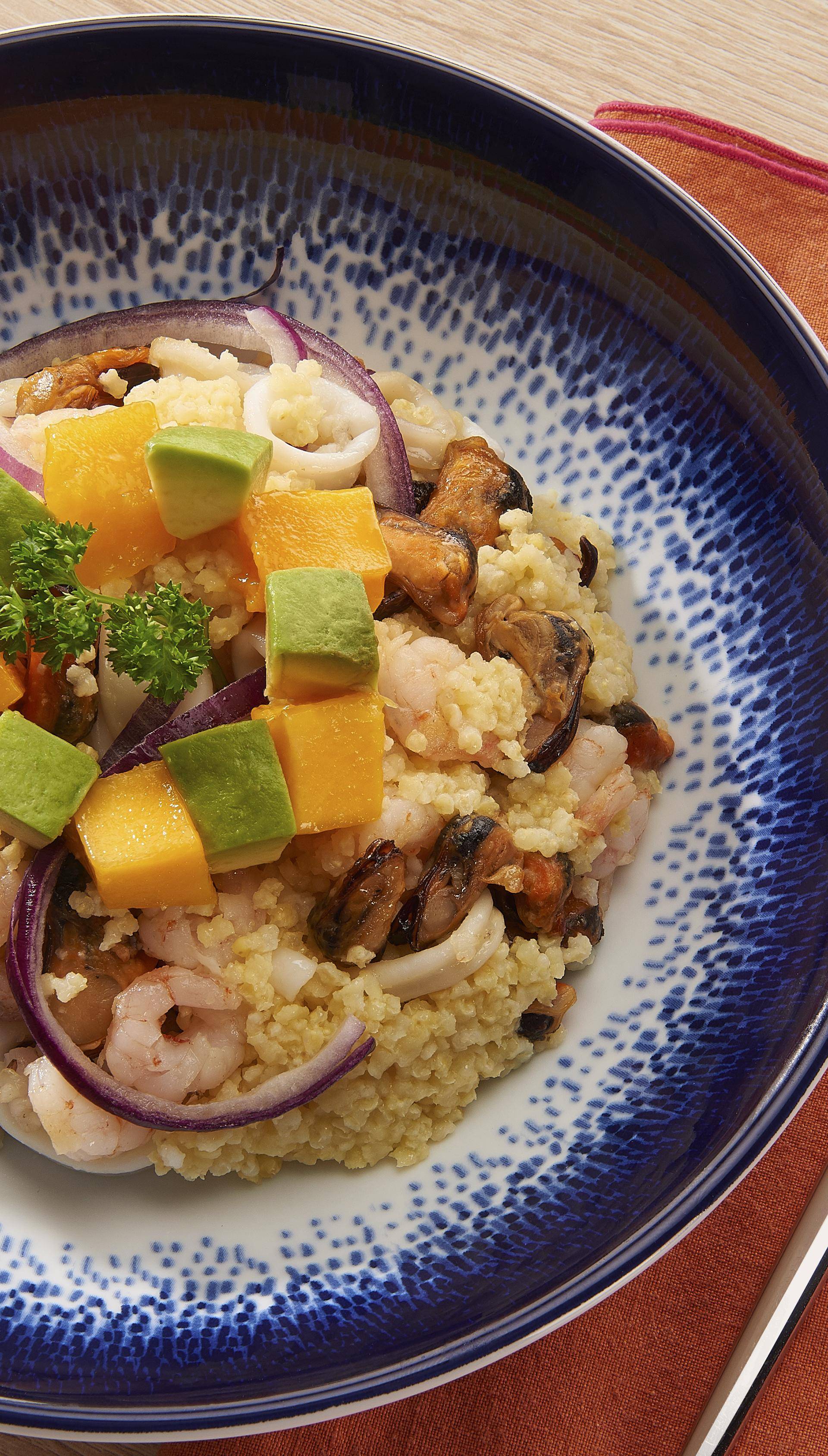 Millet aux fruits de mer et à la mangue - Recette Poêles et Casseroles | Tefal