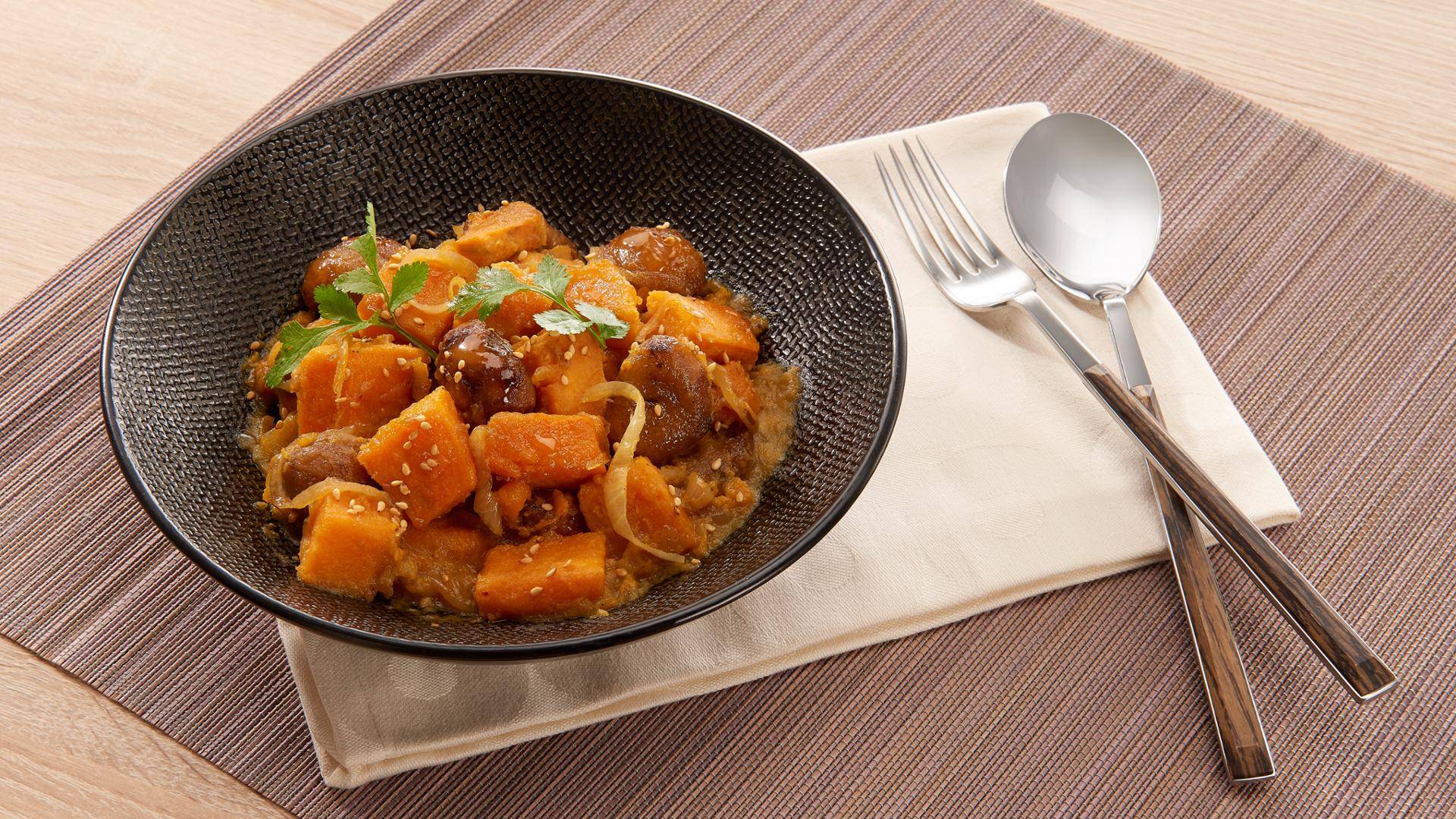 Wok de patate douce et châtaignes - Recepten Poêles et Casseroles | Tefal