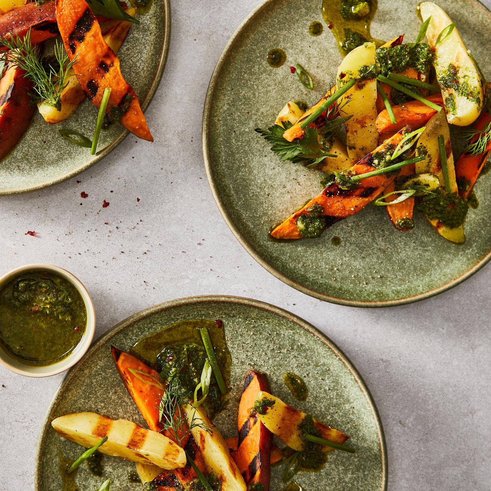 Salade de pommes de terre grillées, sauce chimichurri - Recepten OptiGrill 4in1 | Tefal