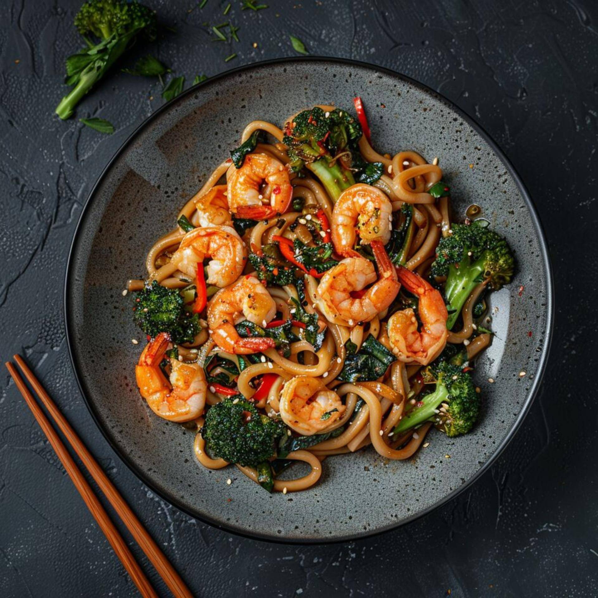 Nouilles udon sautées aux crevettes et brocolis - Recette Poêles et Casseroles | Tefal