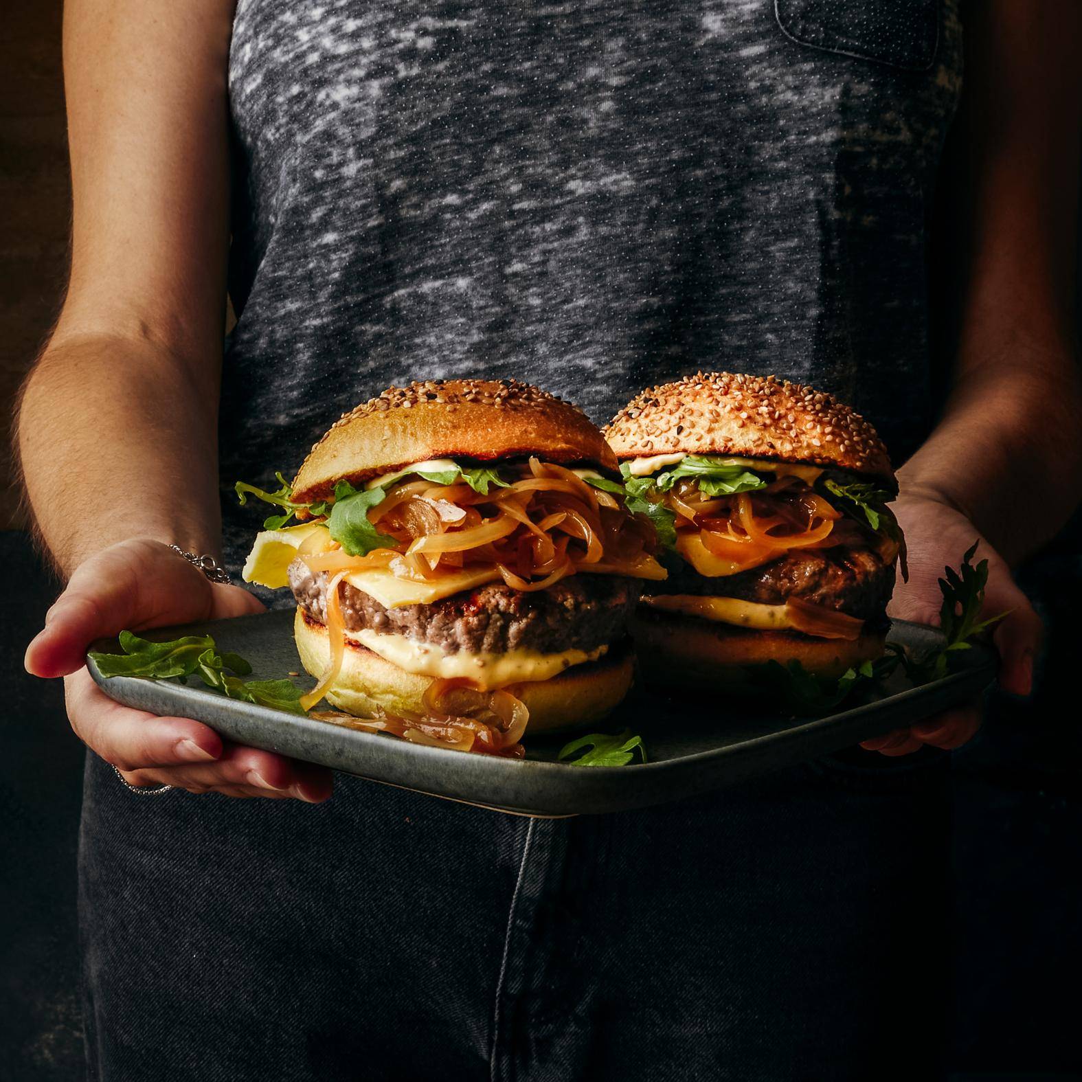 Burger aux oignons caramélisés - Recepten OptiGrill 2in1 | Tefal