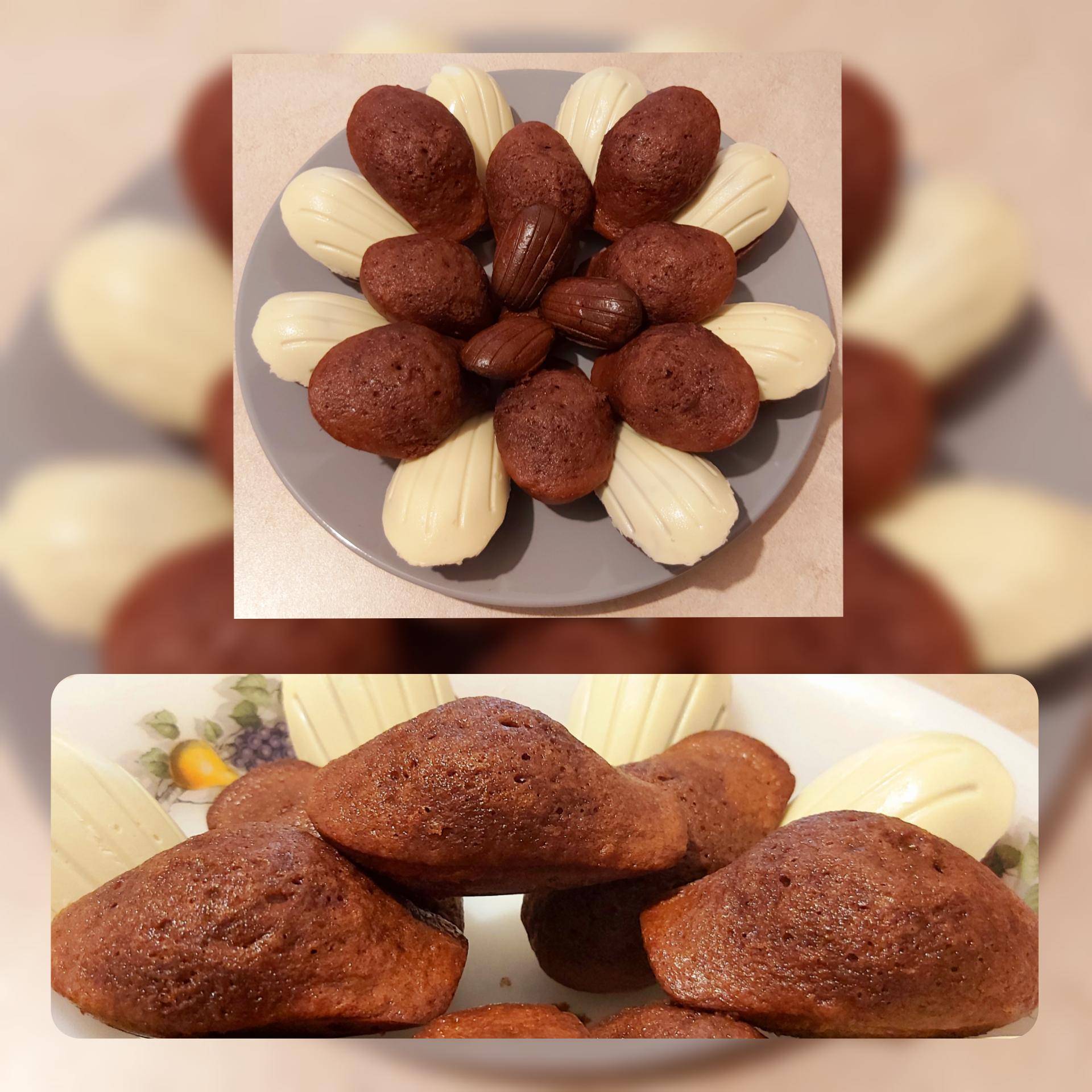 Madeleines au chocolat avec Coque au chocolat blanc - Recepten Cake Factory | Tefal